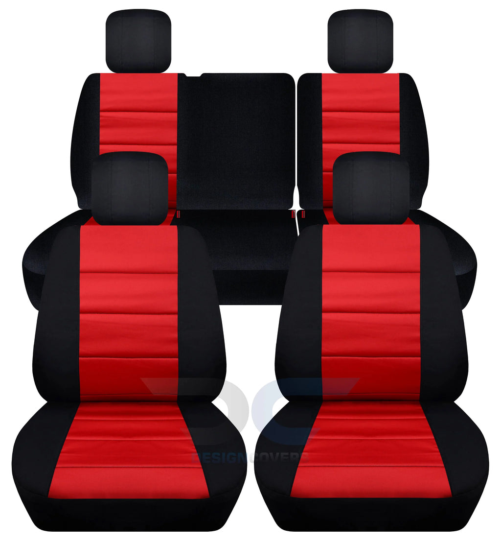 Covers:Black Rear & Fits 2011-2012 Front Seat Split T259-Designcovers Bench and 4-Door - Cotton Wrangler JK Red Jeep