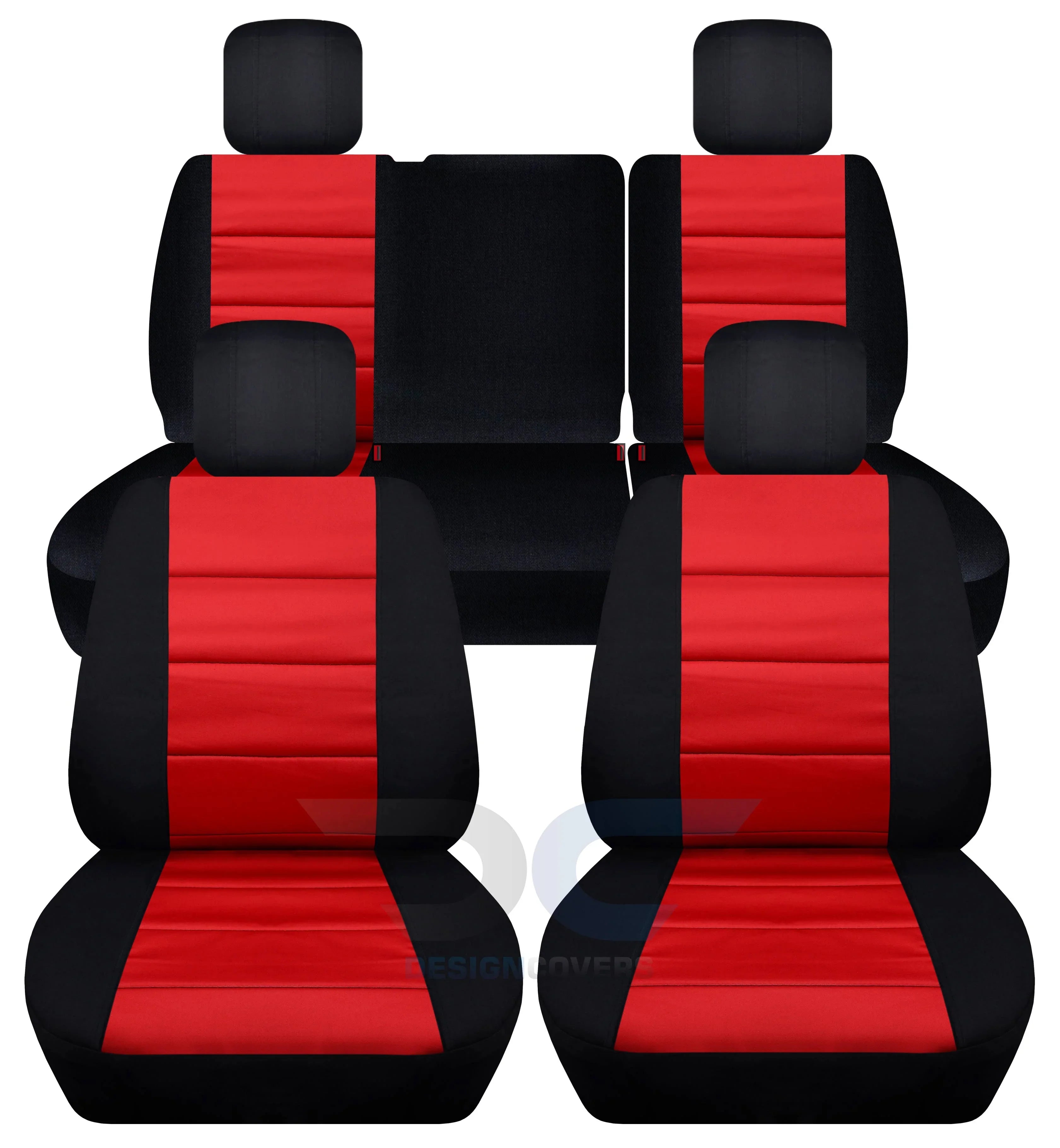 Covers:Black Rear & Fits 2011-2012 Front Seat Split T259-Designcovers Bench and 4-Door - Cotton Wrangler JK Red Jeep