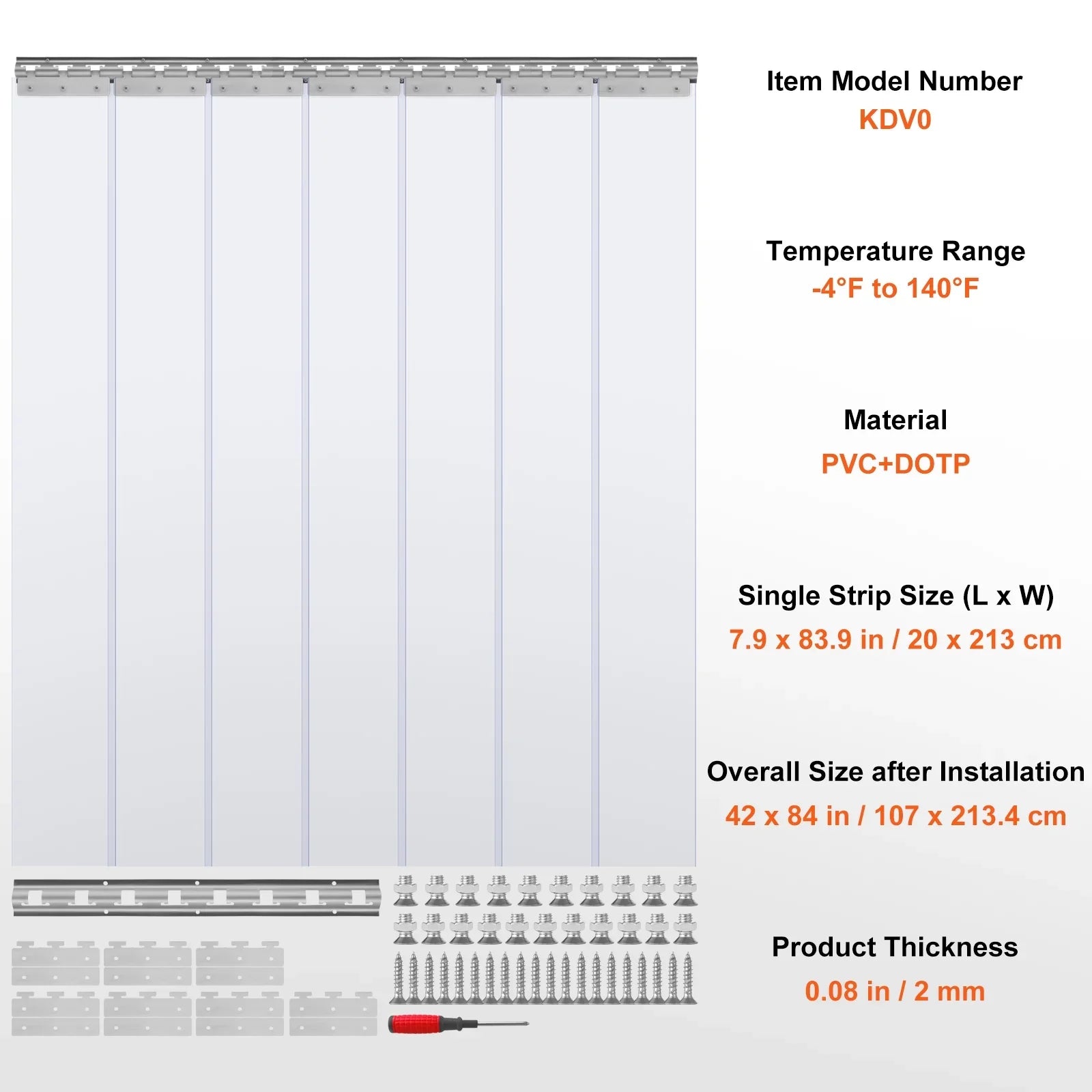 Cooler Door 84" BENTISM Plastic Curtain 42" Curtain Freezer Clear Strip x PVC