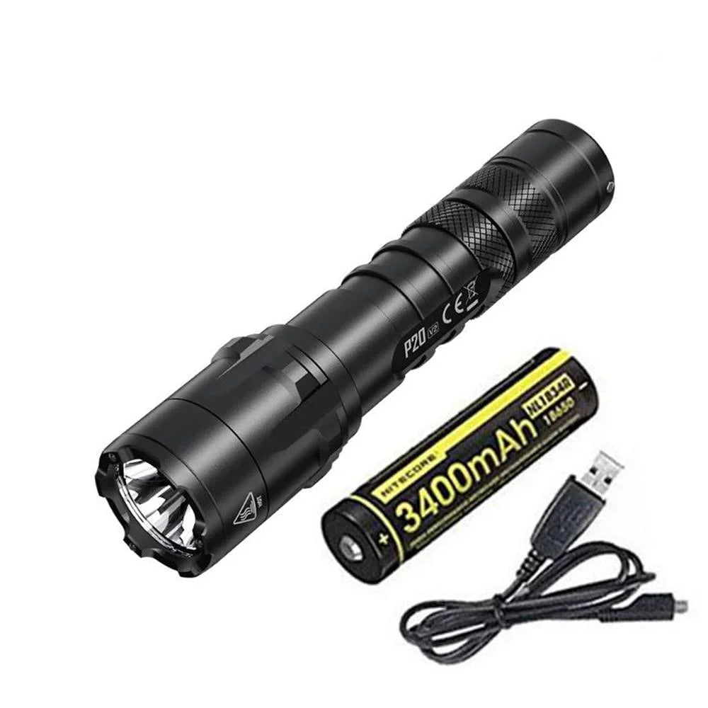 Cord CREE XP-L2 Flashlight 1100 - Battery P20 - Nitecore w/NL1834R +Free Eco-Sensa USB LED Combo: Tactical Lumens V6 V2