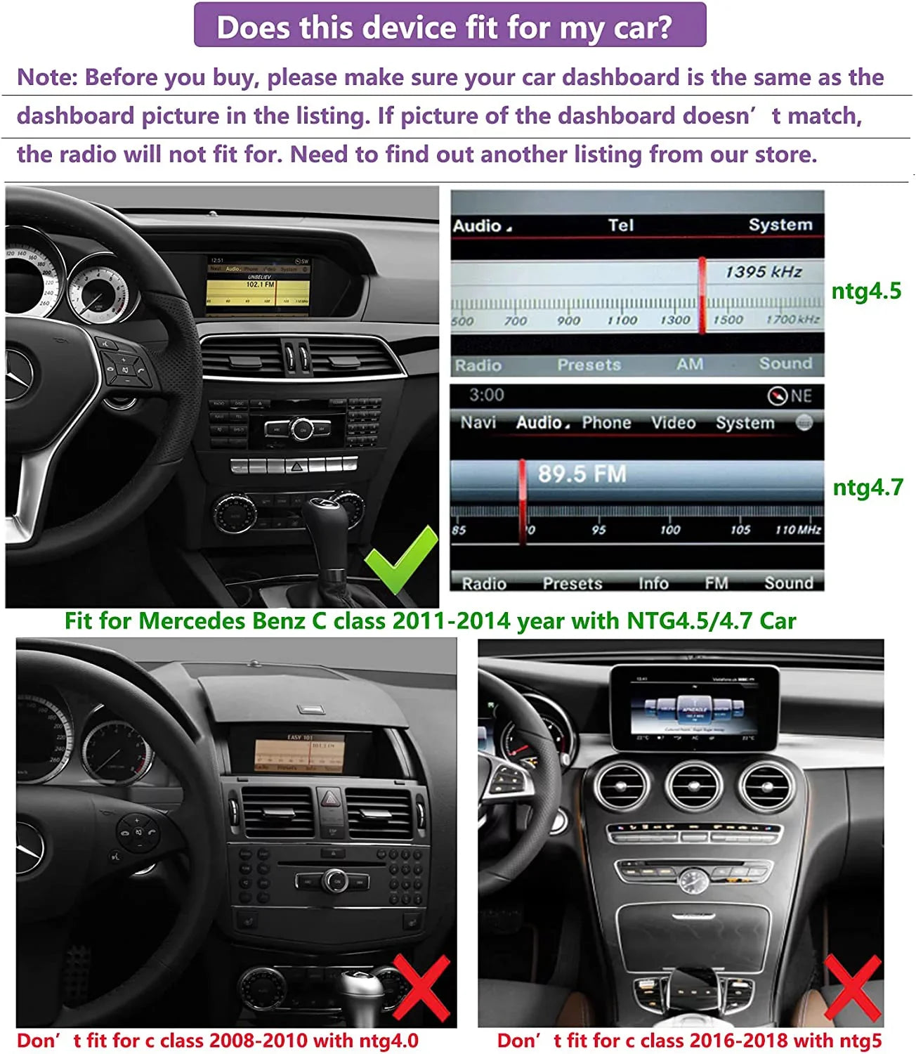 Screen Auto Wireless Benz Mercedes 2011-2014 with Year Car CarPlay 13 10.25" W204 Mirrorlink Stereo Class Touch Car 8GB+256GB Wired Screen C NTG4.5/4.7, Touch for Supports Android Road Top Android
