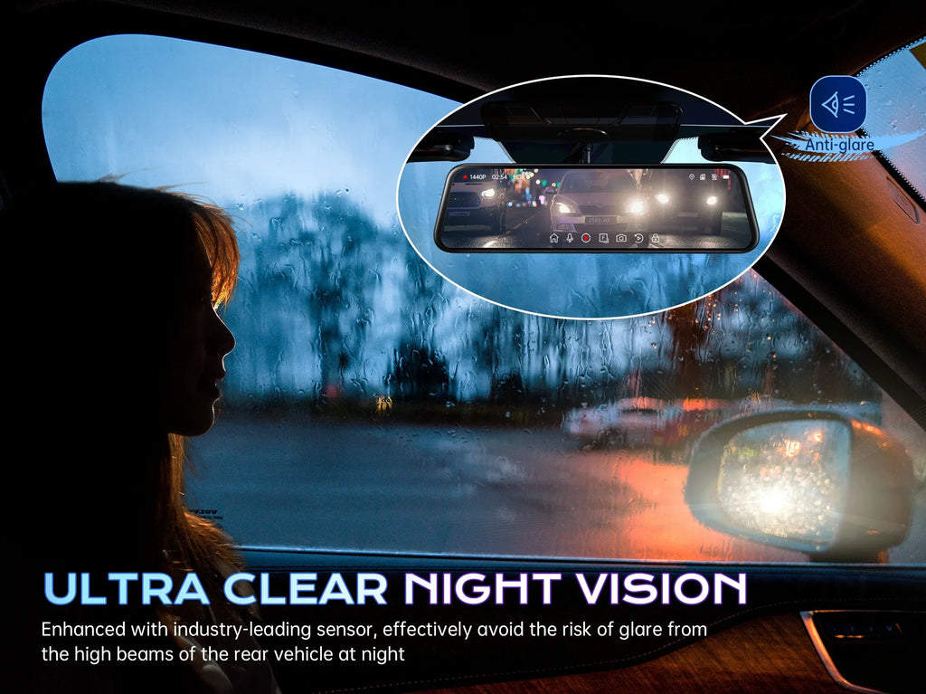 Camera, Assistance, Rear Control, Front for Reversing Dash Voice Cam Mirror Trucks, Vision, and Assistance QHD Dash Night Cam, 1440P 12'' View Parking P12 2.5K Cars Pelsee Dual and Mirror