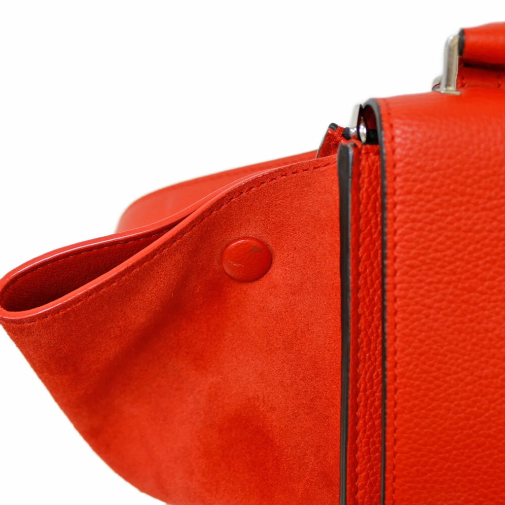 (Fair) Orange Leather Handbag Trapeze Pre-Owned Celine CELINE Women's