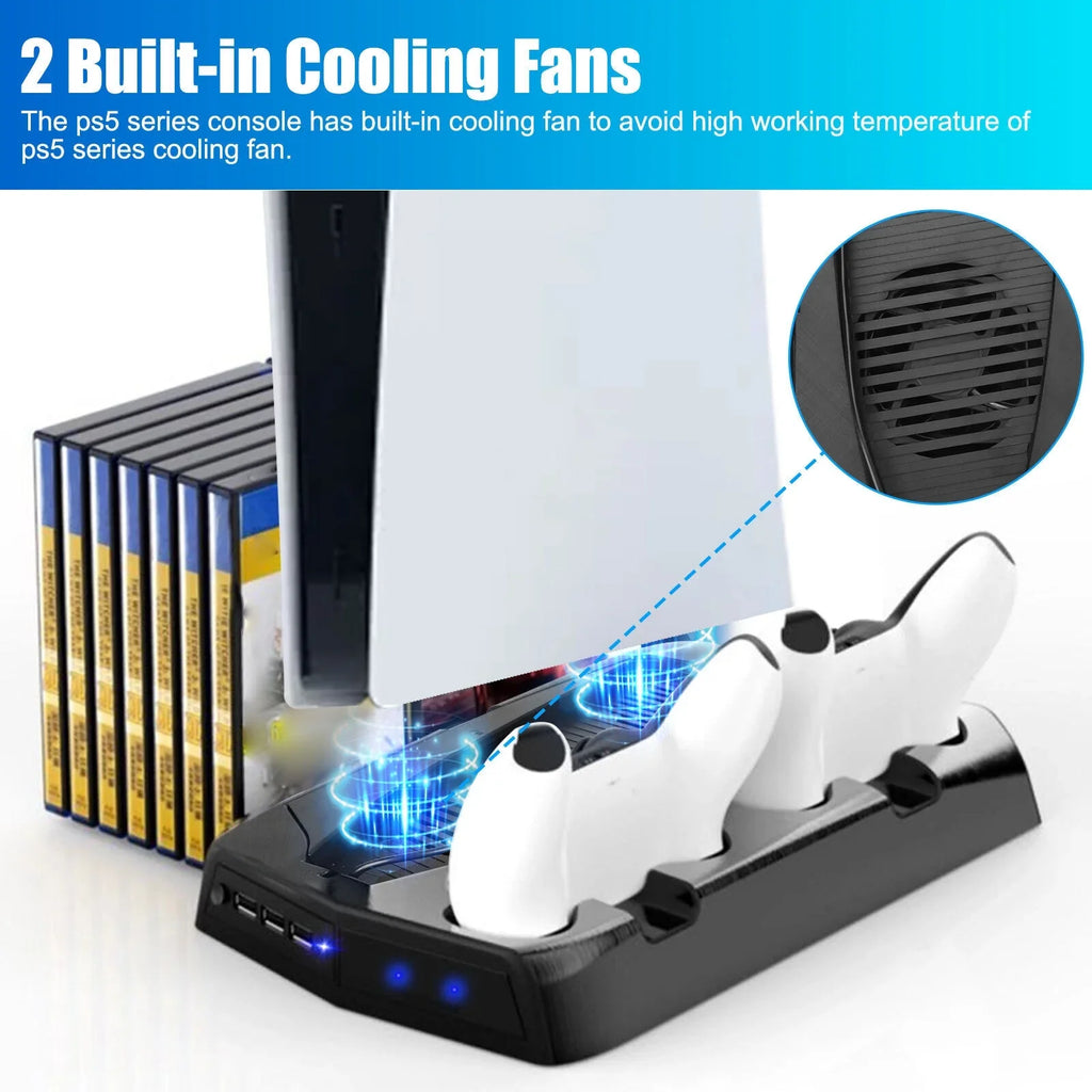 Stand PS5 For Slot Controller 14 w/Console Fans Charging Dock Games Disk Cooling