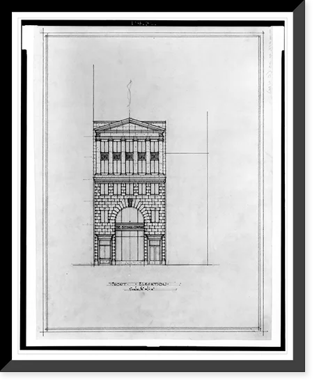 21-7/8" [Two - office Framed Print, Front x D.C.). (15th 2, Washington, N.W., B.F. buildings Street, for Historic Saul 17-7/8" elevation]