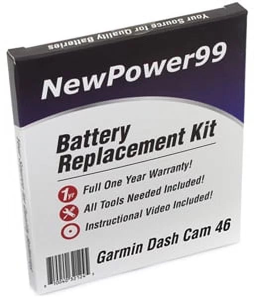 Video Battery Garmin Instructions, Extended Dash Warranty 46 Replacement Life and with Year One Full Kit Tools, Cam Battery