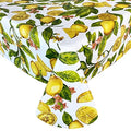 Tablecloth, Lemon Oblong/Rectangle Waterproof Indoor/Outdoor Tablecloth, Barbeque, Vine x Backed Lemons 60 Flannel Kitchen Zesty Patio Picnic, Inch and Inch 102 Dining, Newbridge Vinyl
