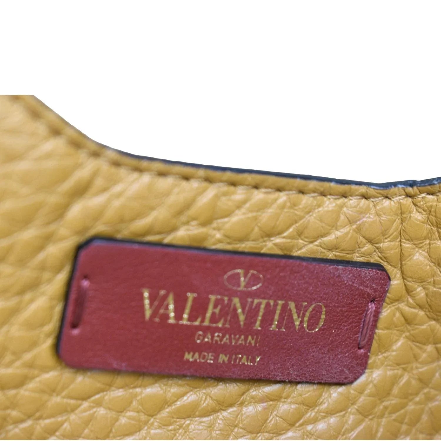 Bag VALENTINO Leather Pre-Loved Spike Belt Camel