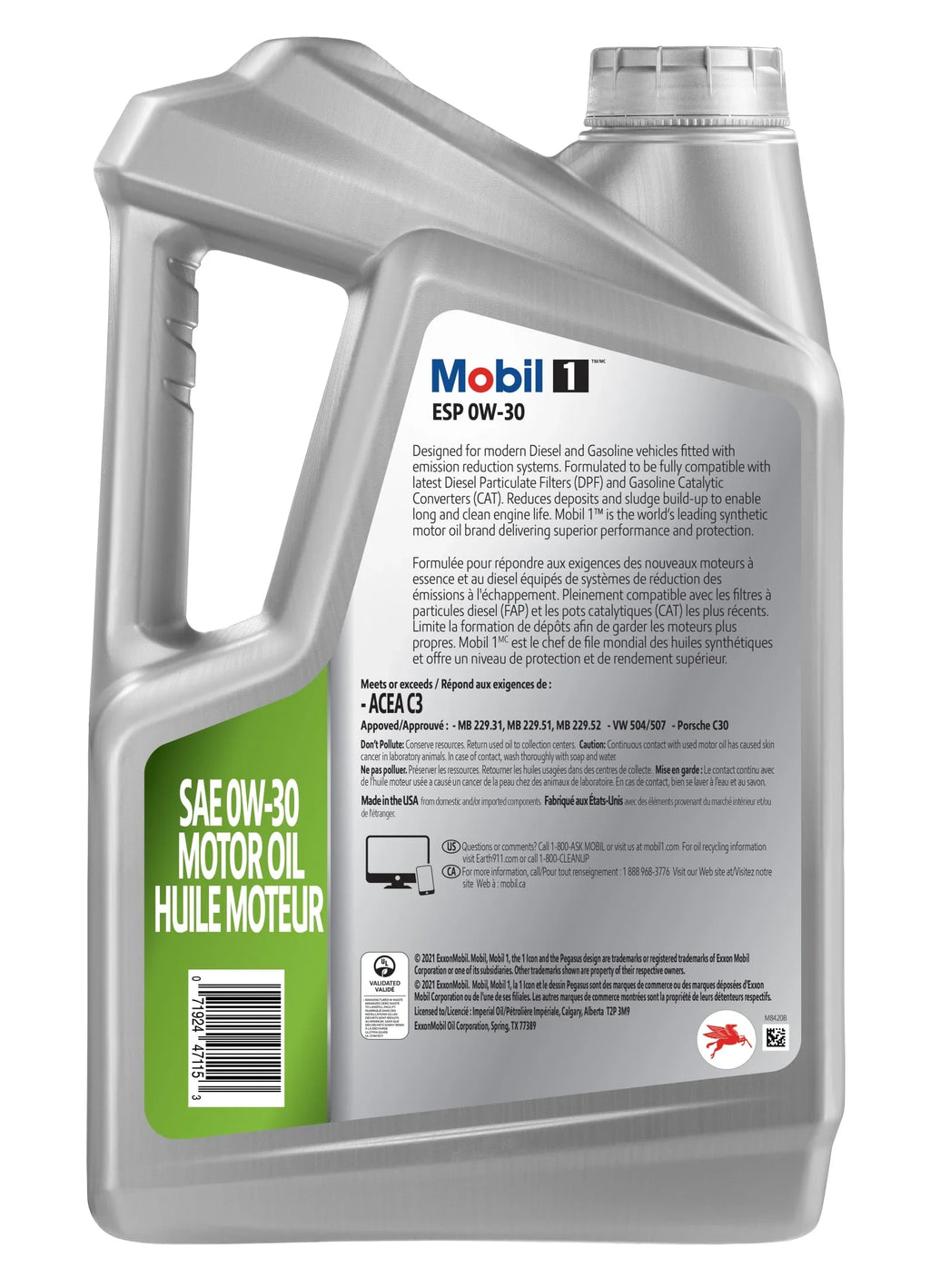 1 Full Motor Oil 0W-30, ESP Mobil 5 Synthetic Quart