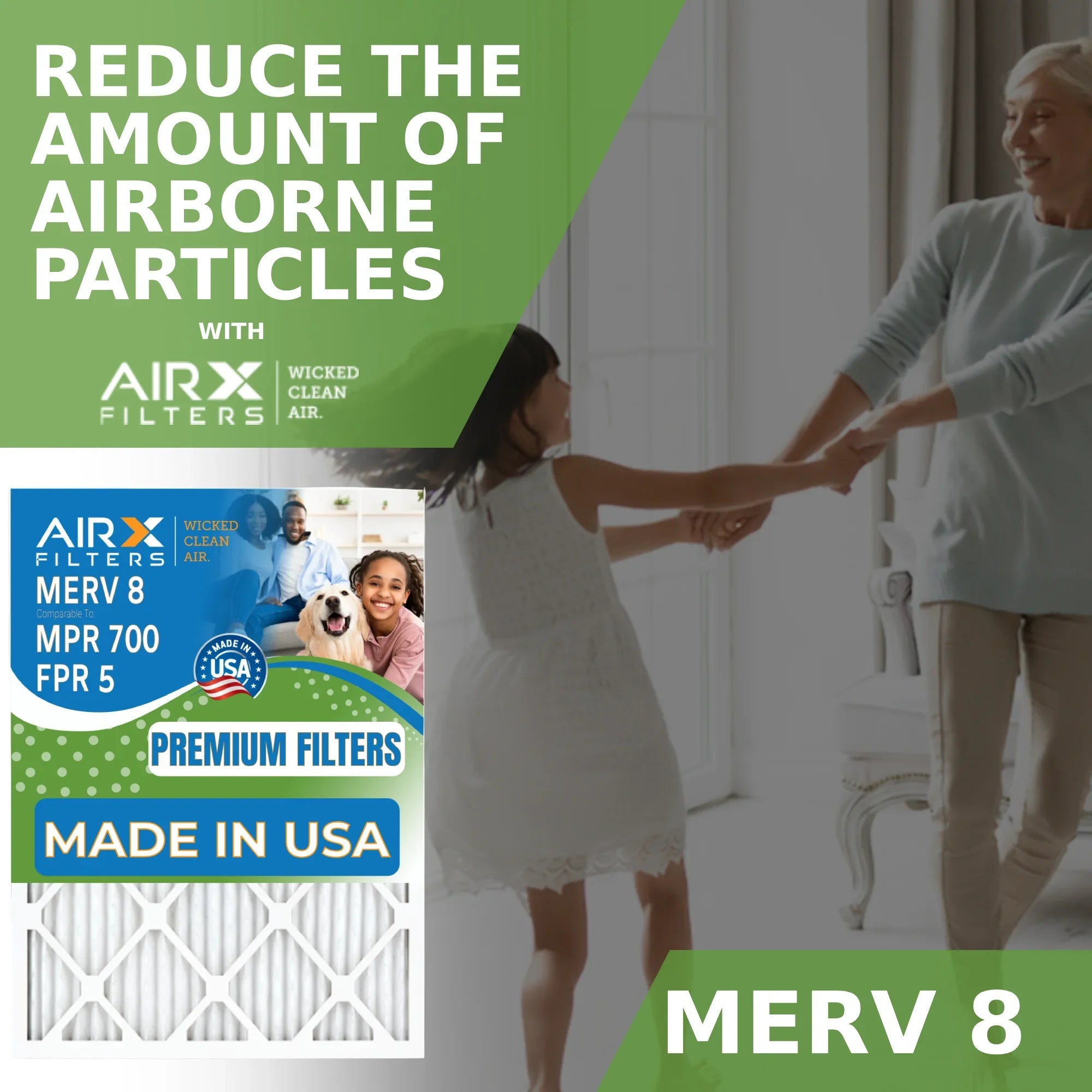 MPR HVAC Pack 8 Comparable FILTERS CLEAN 700 Premium Pleated to AIR. WICKED AC Filter Electrostatic MERV 5 AIRX Air 4 Air Filter Filters Made Conditioner by USA FPR Furnace 14x14x1 14x14x1 &