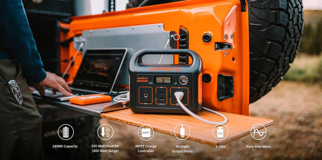 240, Battery, Outdoors Camping AC Travelling Power And Station For Emergencies Generator 110V/200W Outlet, Lithium Explorer Jackery Sine Backup Pure Solar Portable Wave 240Wh