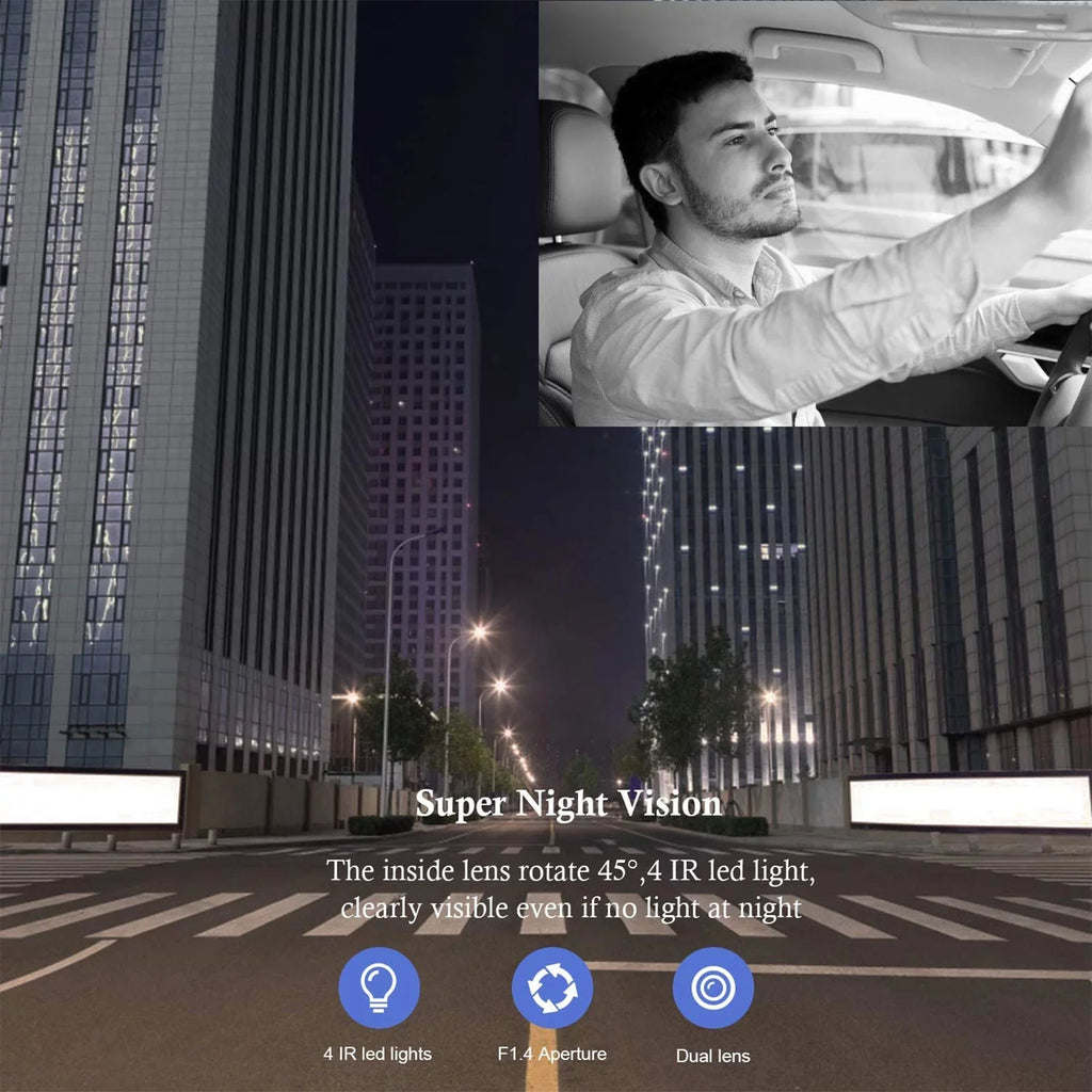for 1080P Dual Recorder Car, Interior Parking Cam, Dash G-Sensor, Front Dual TSV Dash IR FHD Driving Taxi Loop Camera Mode Recording, with Dashcam, Vision Night