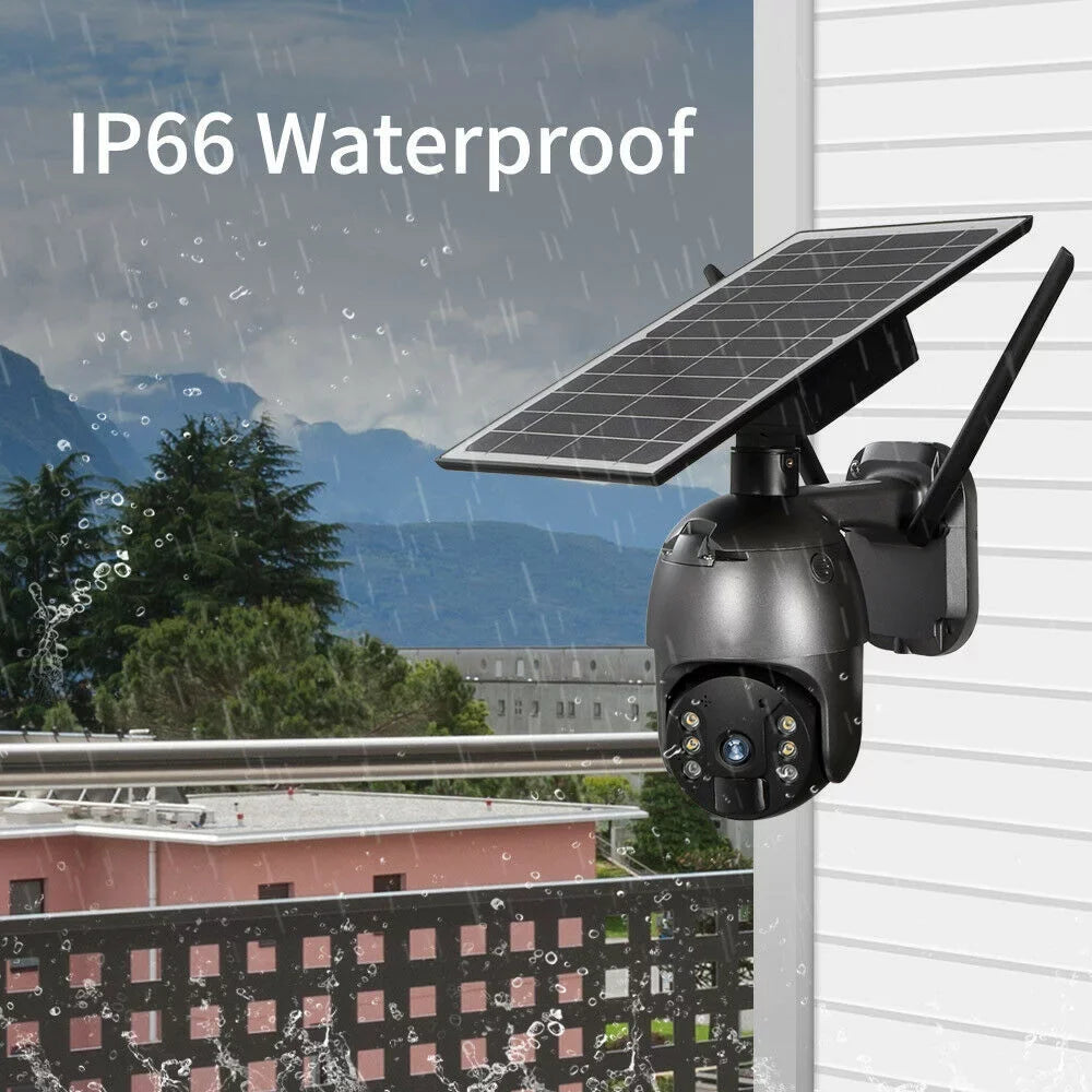 Solar Outdoor IP66 Wireless 1080P PTZ PIR Detection, Surveillance Camera Audio, 2-Way Detection AI HD Waterproof, Security WIFI Camera, DFITO Human CCTV Camera Security Motion