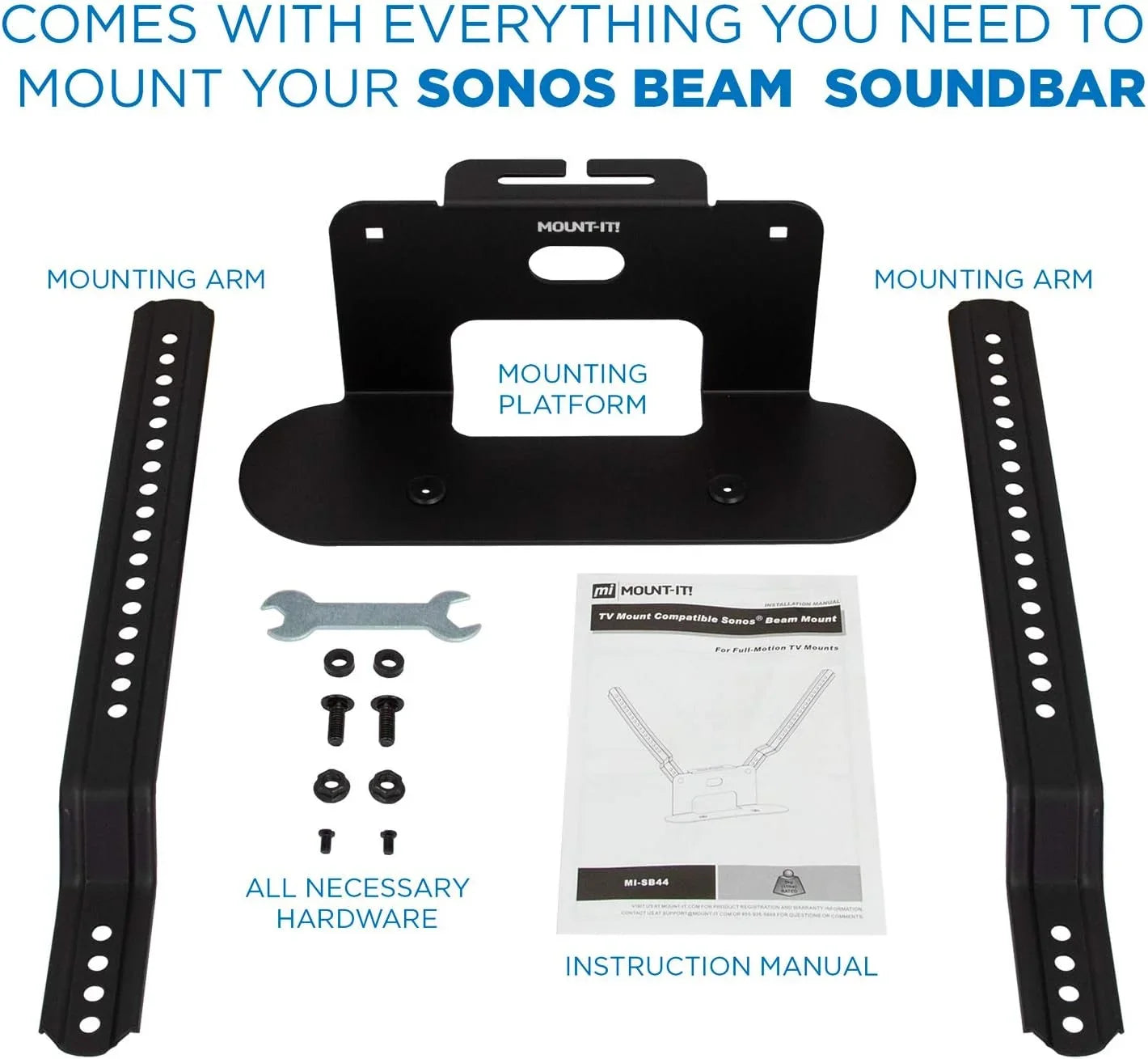Soundbar VESA Sound with | Sonos Pattern Mount Mount-It! Compatible Beam 600mm - Bar 200mm TV Mounting Mounting with Shelf for Bracket Televisions Speaker Kit