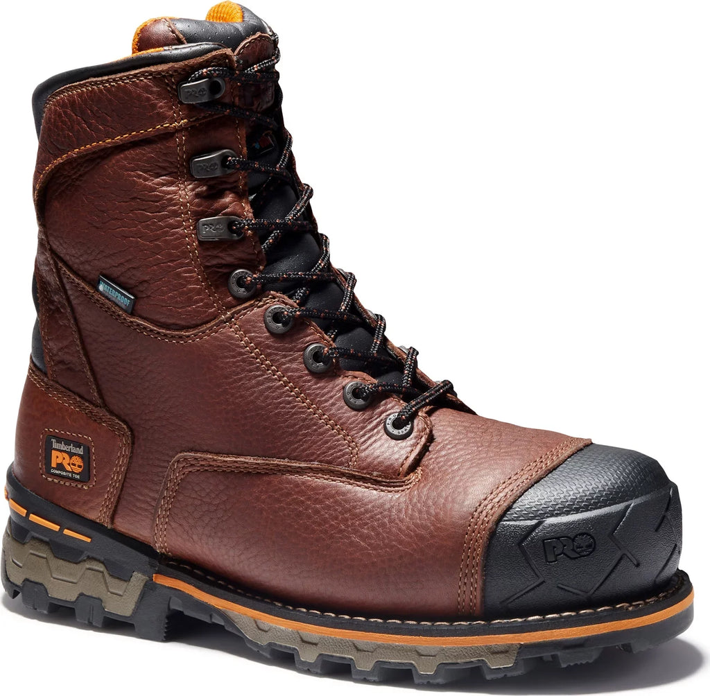 waterproof timberland toe pro boot,brown,8 steel boondock men's m work us