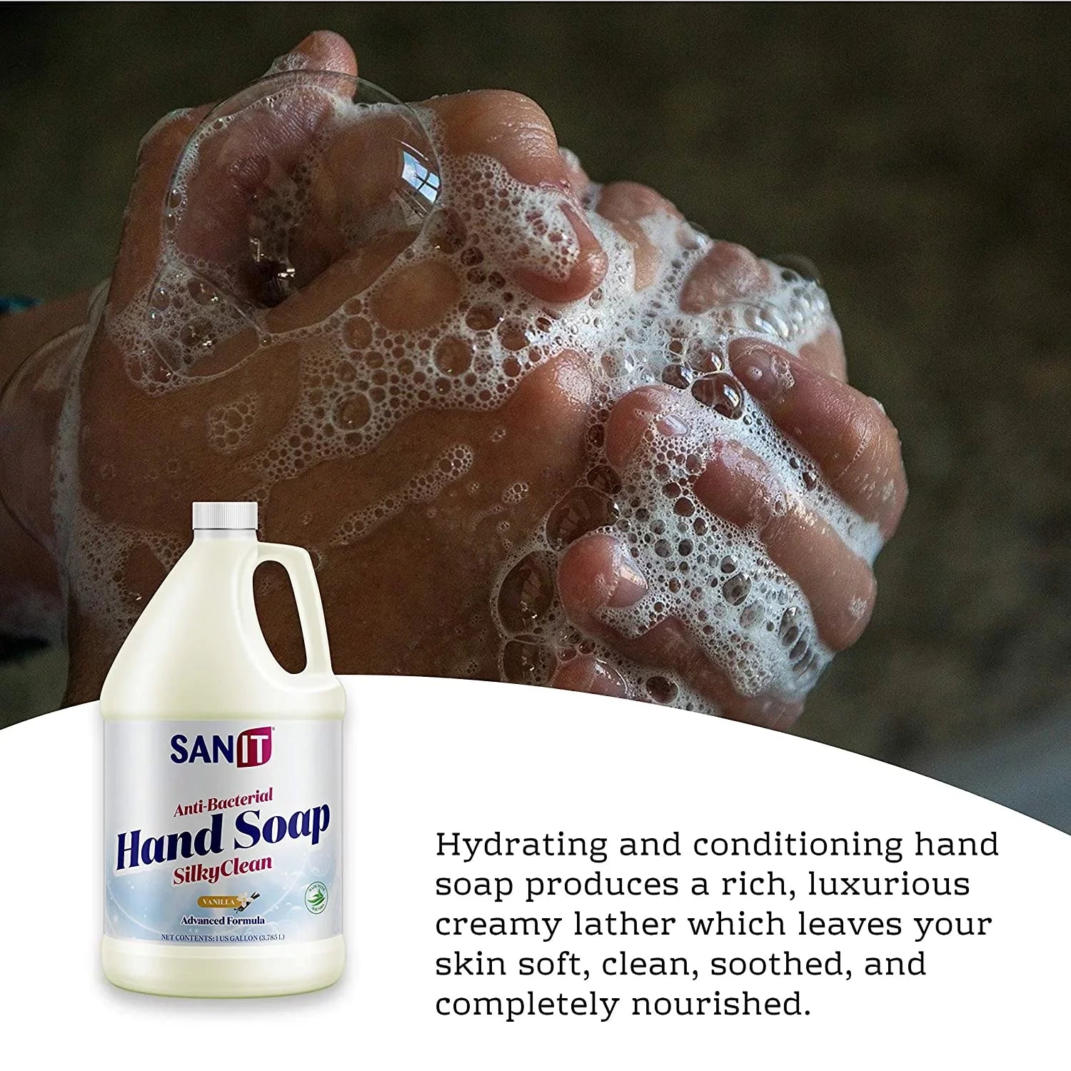 Gallon Vanilla, Advanced - Coconut All-Natural Refill Clean Liquid and 1 Soap Sanit Oil Vera Aloe Antibacterial with in Moisturizing Gel Wash - - Hand Formula USA, Silky Made Hand