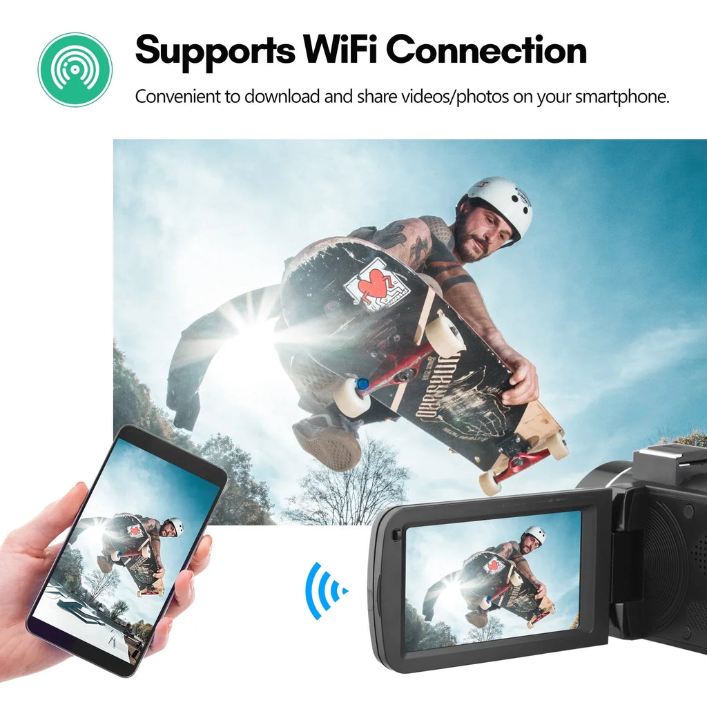 Digital Face Inch WiFi Supports IPS Camcorder Touchscreen Control Detection with Night Video 2pcs 18X 56MP + Bag + -shake IR DV Andoer Batteries Zoom Digital 3.0 Recorder Carry Remote 4K Vision