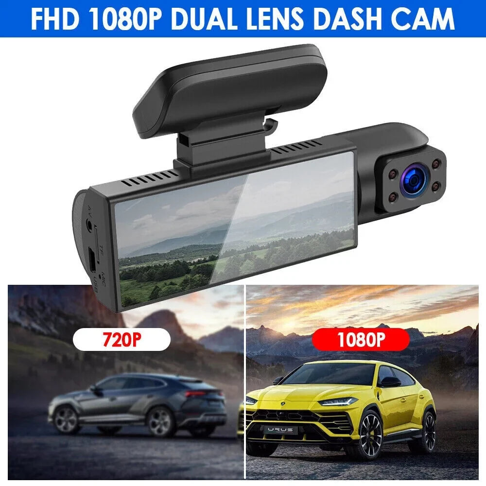 Dash Cam Jahyshow Camera G-Sensor Video DVR Front w/ Dual Inside Car Lens Recorder 1080P