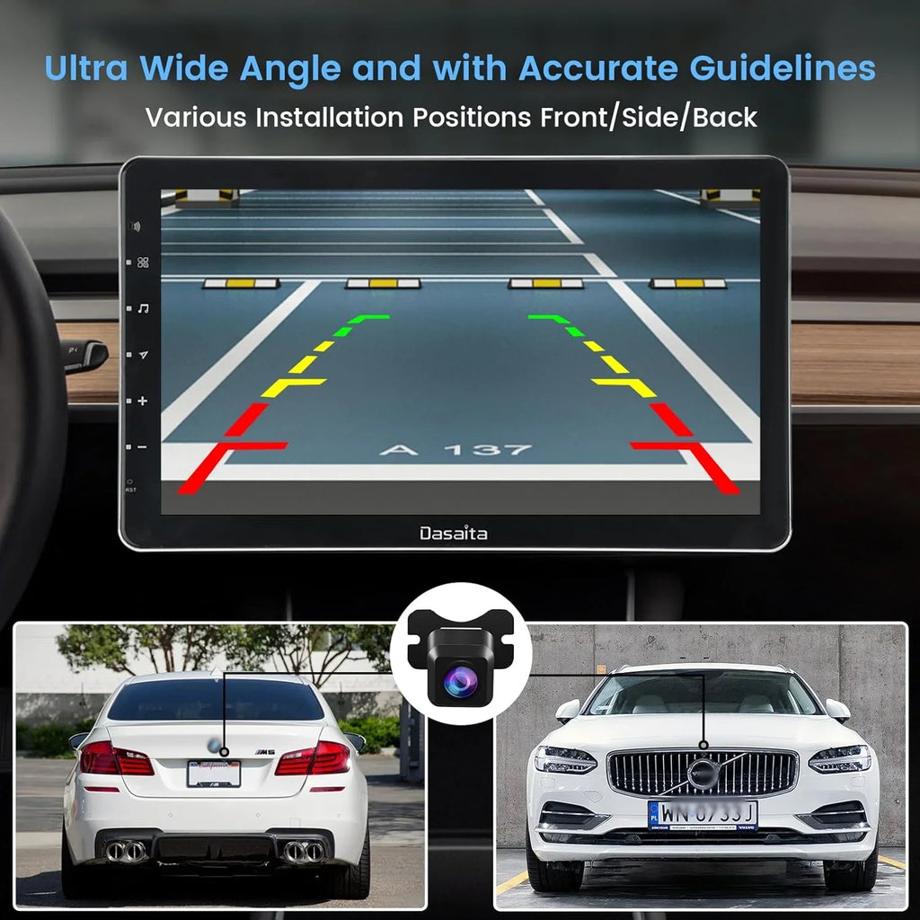 Rear Switch Front Rearview/Side Wide Reverse/Front Camera AHD Clear Video Camera Dasaita Waterproof 1080P IP69 View Night Vision Angle