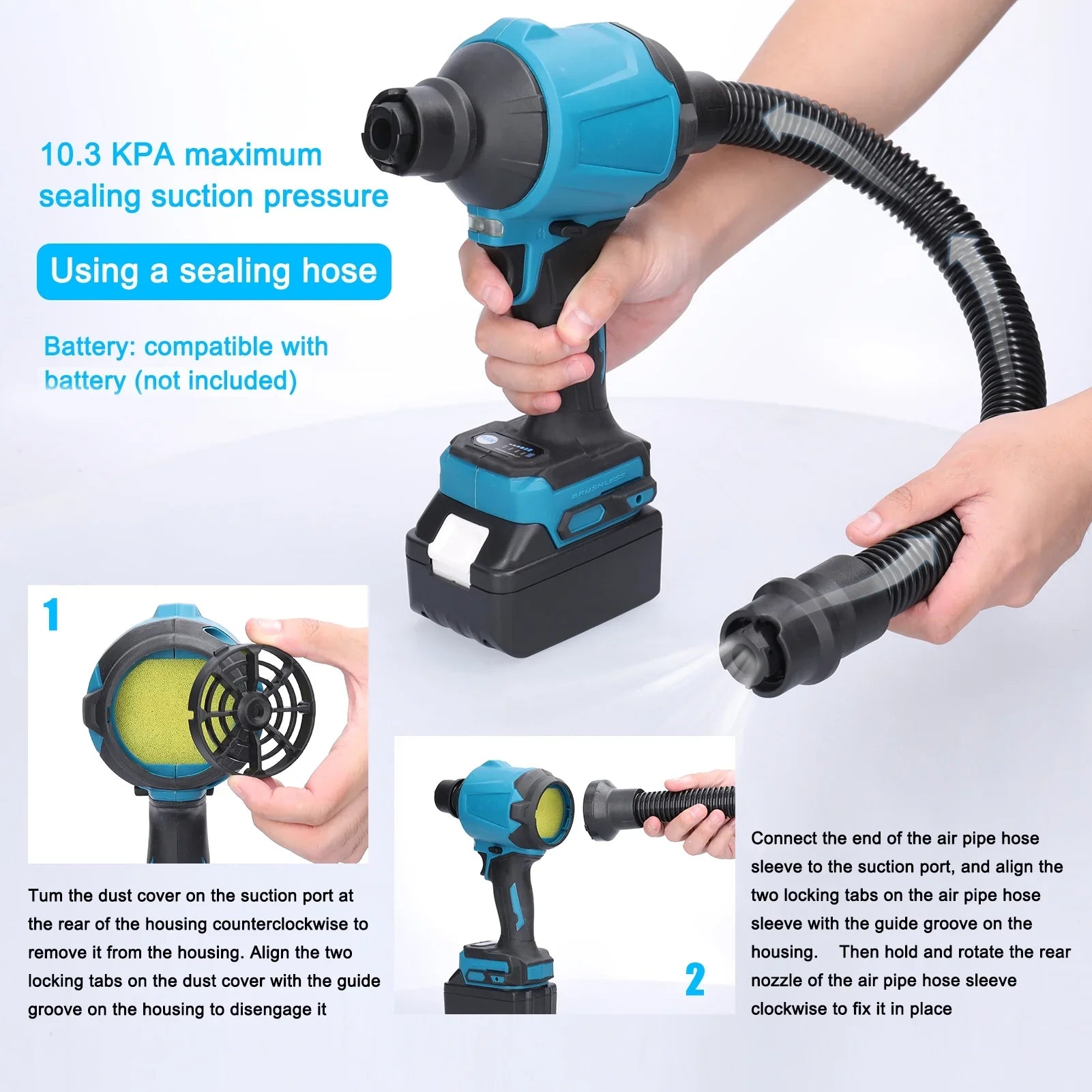 Compatible Makita Air Air Inflator Dust dsfen Battery Spirastell Inflator Makita PAPAPI Fan Cleanner HUIOP Compatible Cleanner Machine,Fan