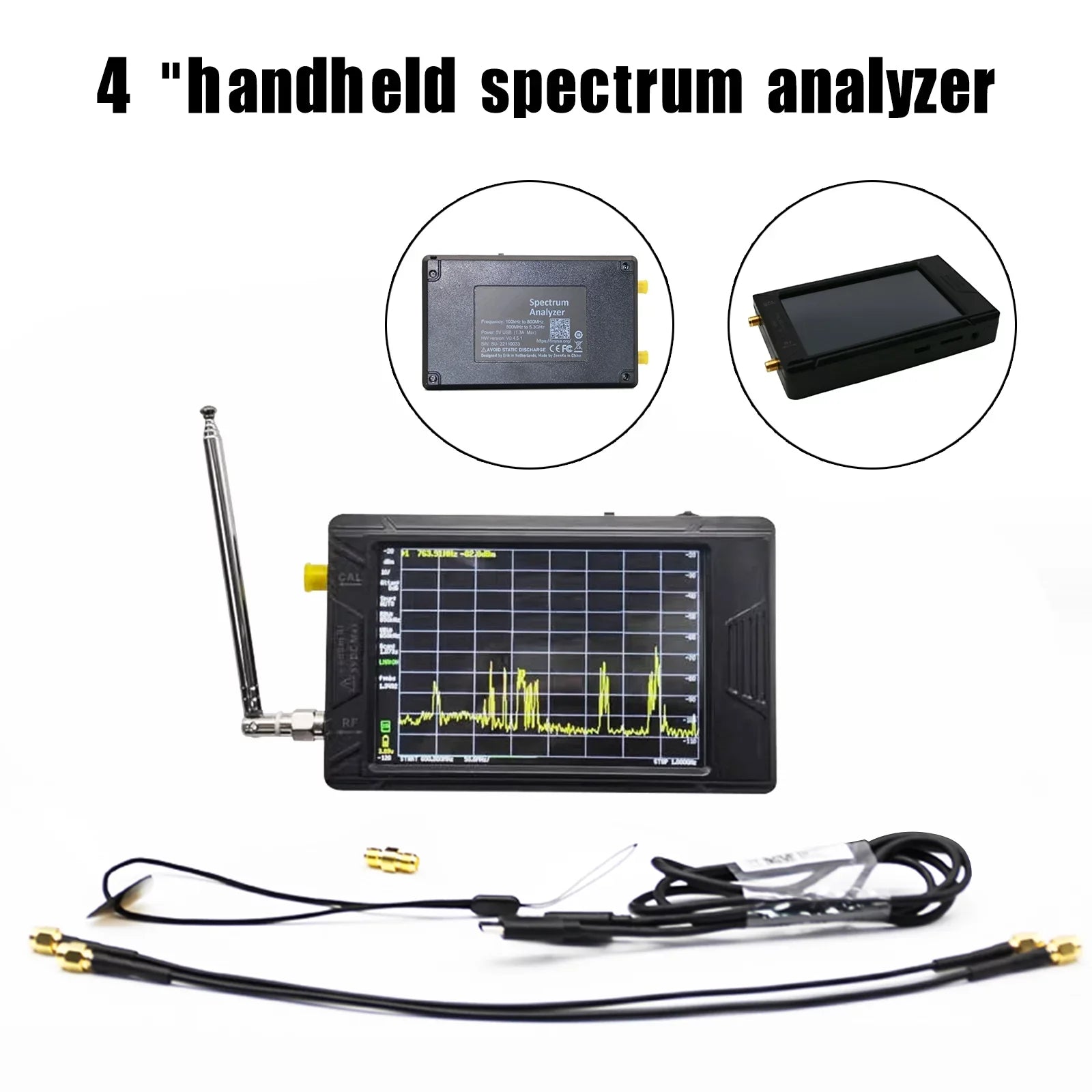 Handheld LCD TinySA Touch ULTRA 4" 100K-5.3GHz Spectrum For Tiny Analyzer