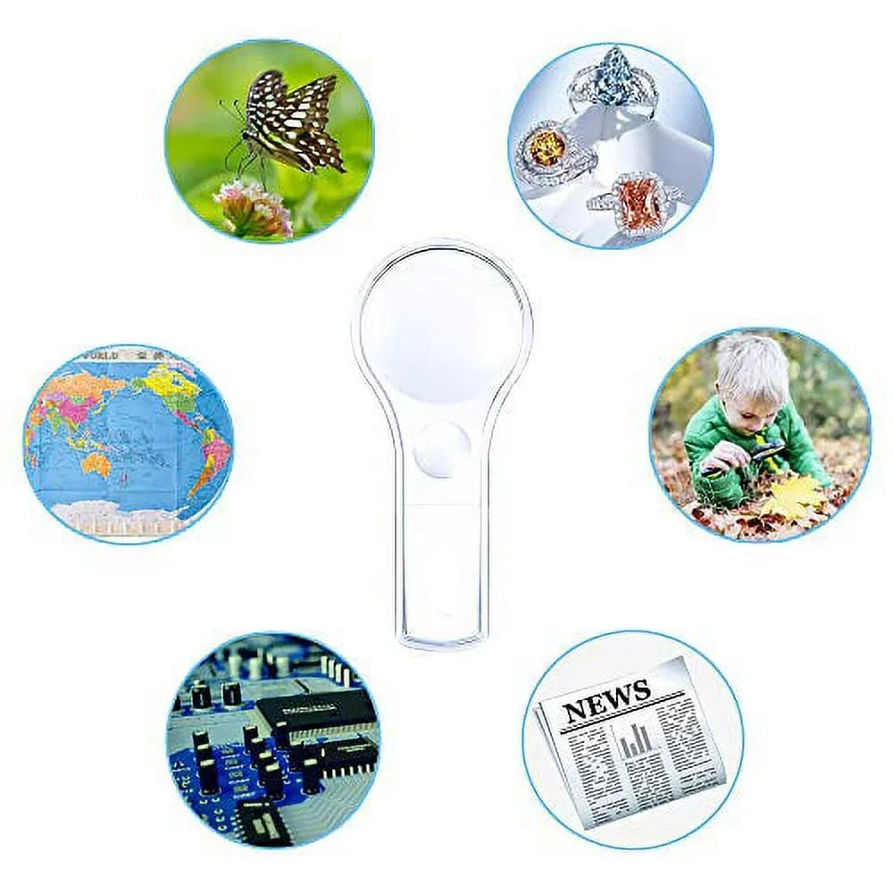 Lens Hand Outdoor Glass 24 Irchlyn Reading Handheld 15X 5X Magnifier, And Observation Magnifying Plastic Pack Home, For Kids Mini Science Classroom,