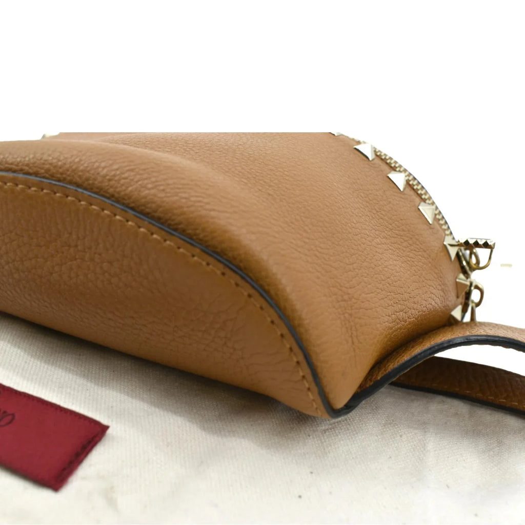 Bag VALENTINO Leather Pre-Loved Spike Belt Camel
