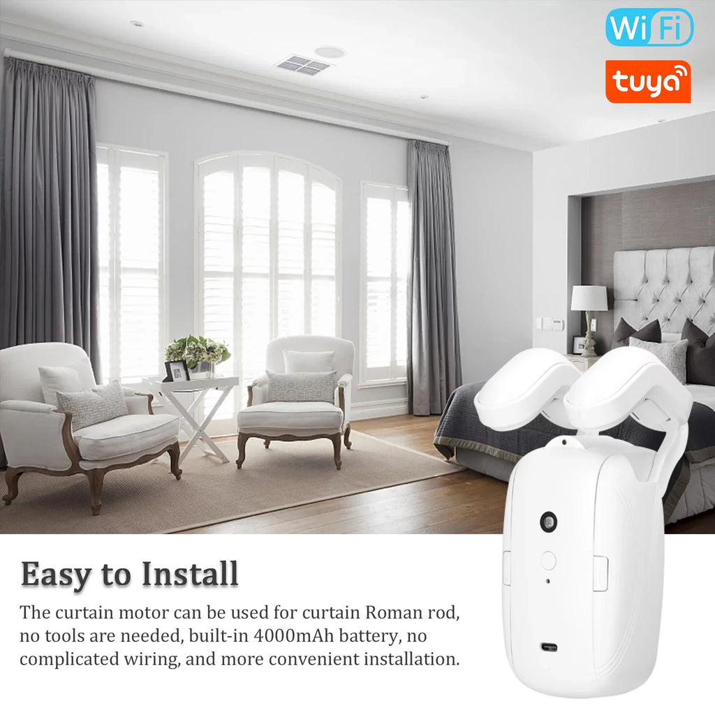 & Motor Setup Intelligent Curtain APP Wiring with Electric Curtain Support for WiFi Rod Control Home Sensing Remote Walmeck No with Roman Gateways Robot Compatible Automatic Opener Timer