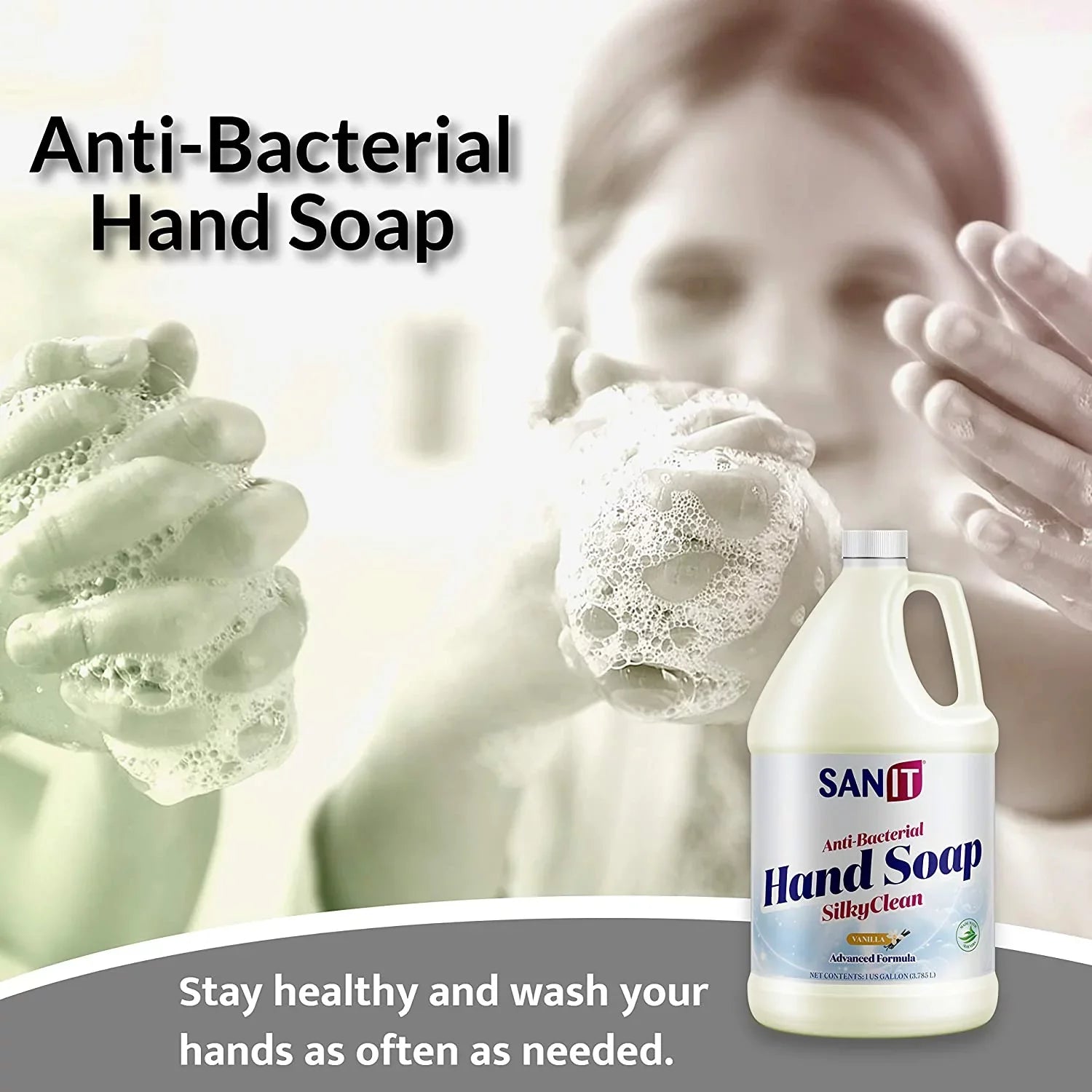 Gallon Vanilla, Advanced - Coconut All-Natural Refill Clean Liquid and 1 Soap Sanit Oil Vera Aloe Antibacterial with in Moisturizing Gel Wash - - Hand Formula USA, Silky Made Hand