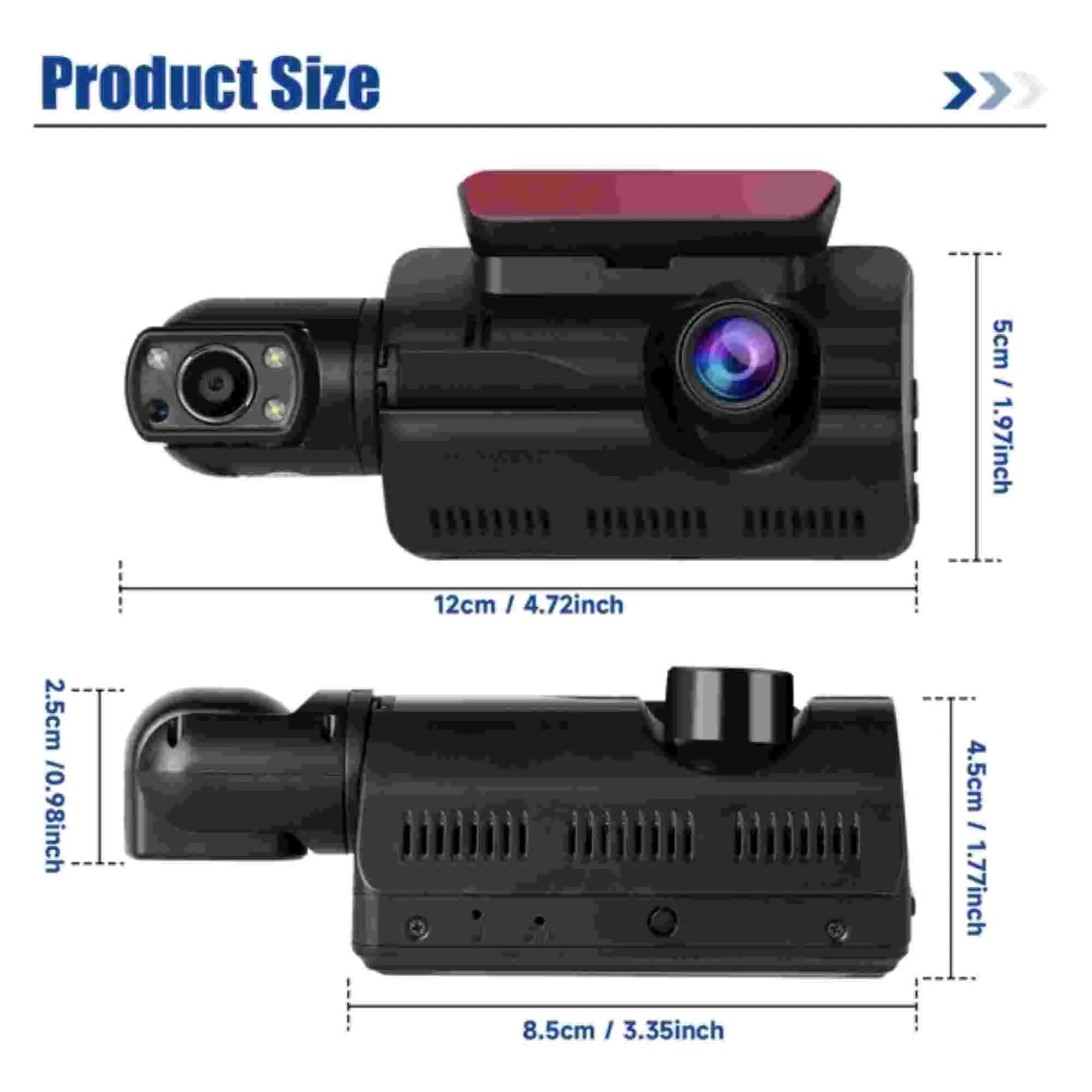 Rear Dash Camera Dual G-Sensor Front Car Recorder DVR Cam Dinling Lens and Video 1080P