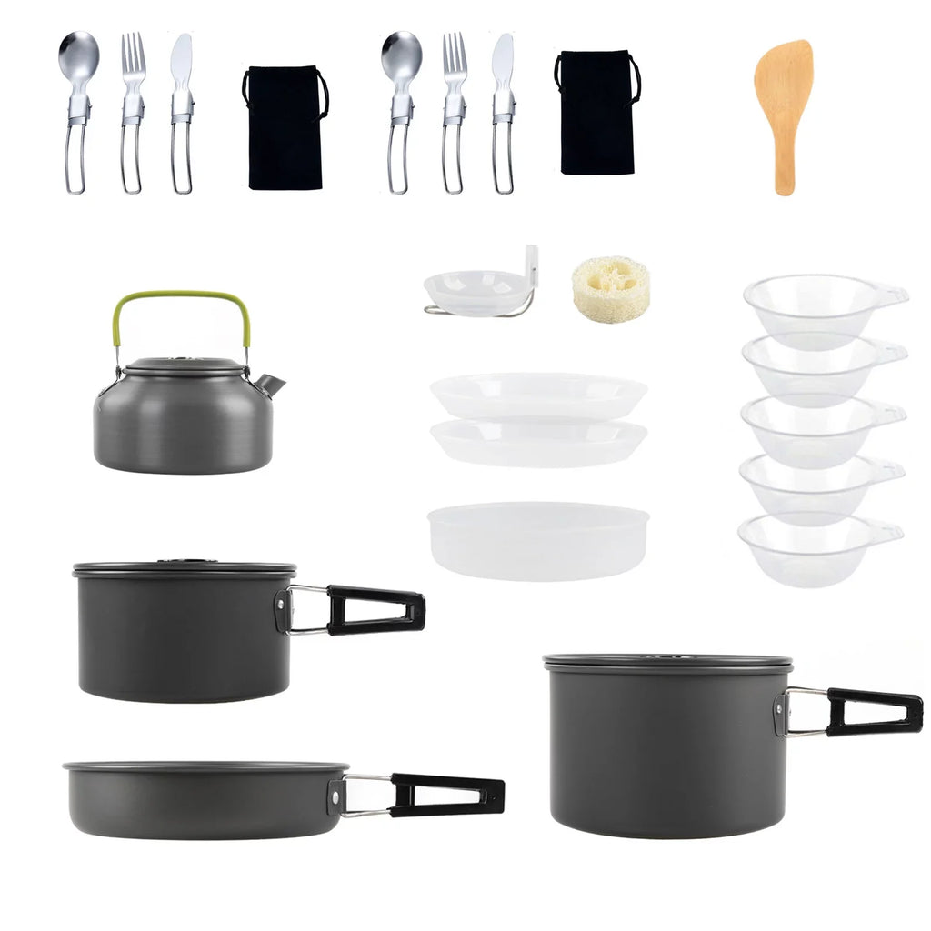 Pot Kit Cookware Anself Set and with Mess and Pan Camping Stick Backpacking Kettle Non Cooking for