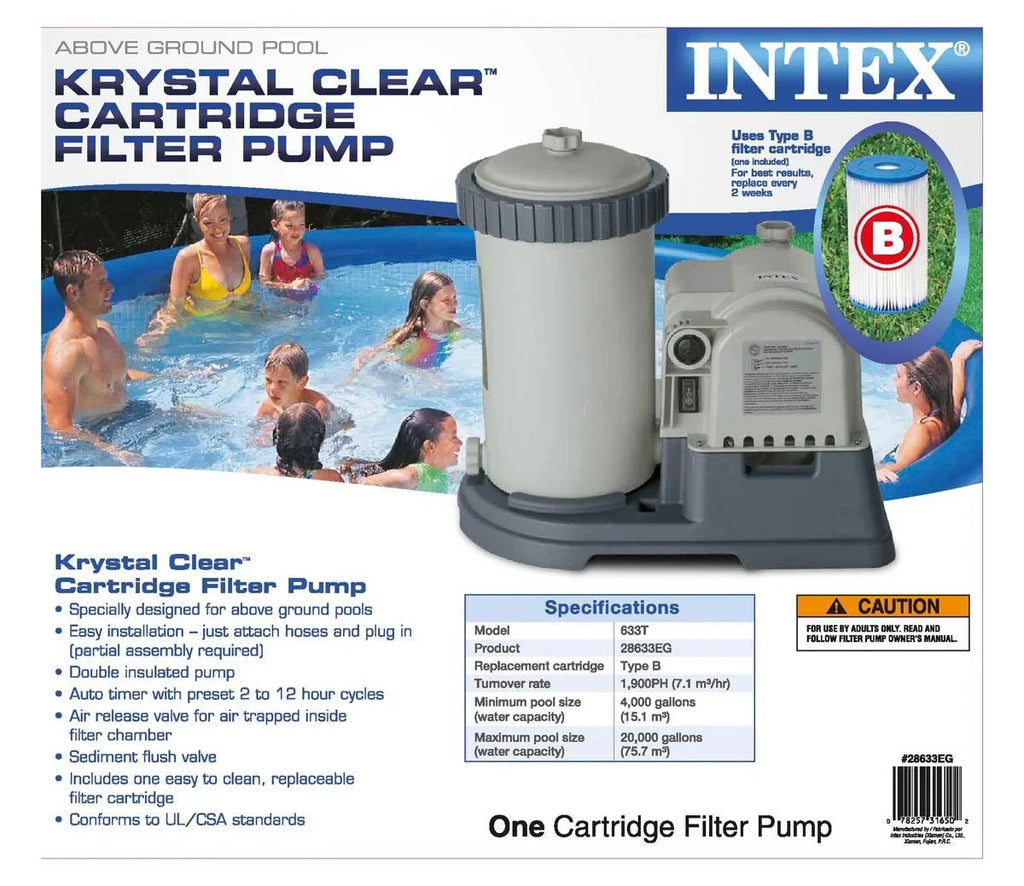 Wall Krystal and 2500 GPH Intex Filter Pump Mounted Cartridge Pool Skimmer Clear