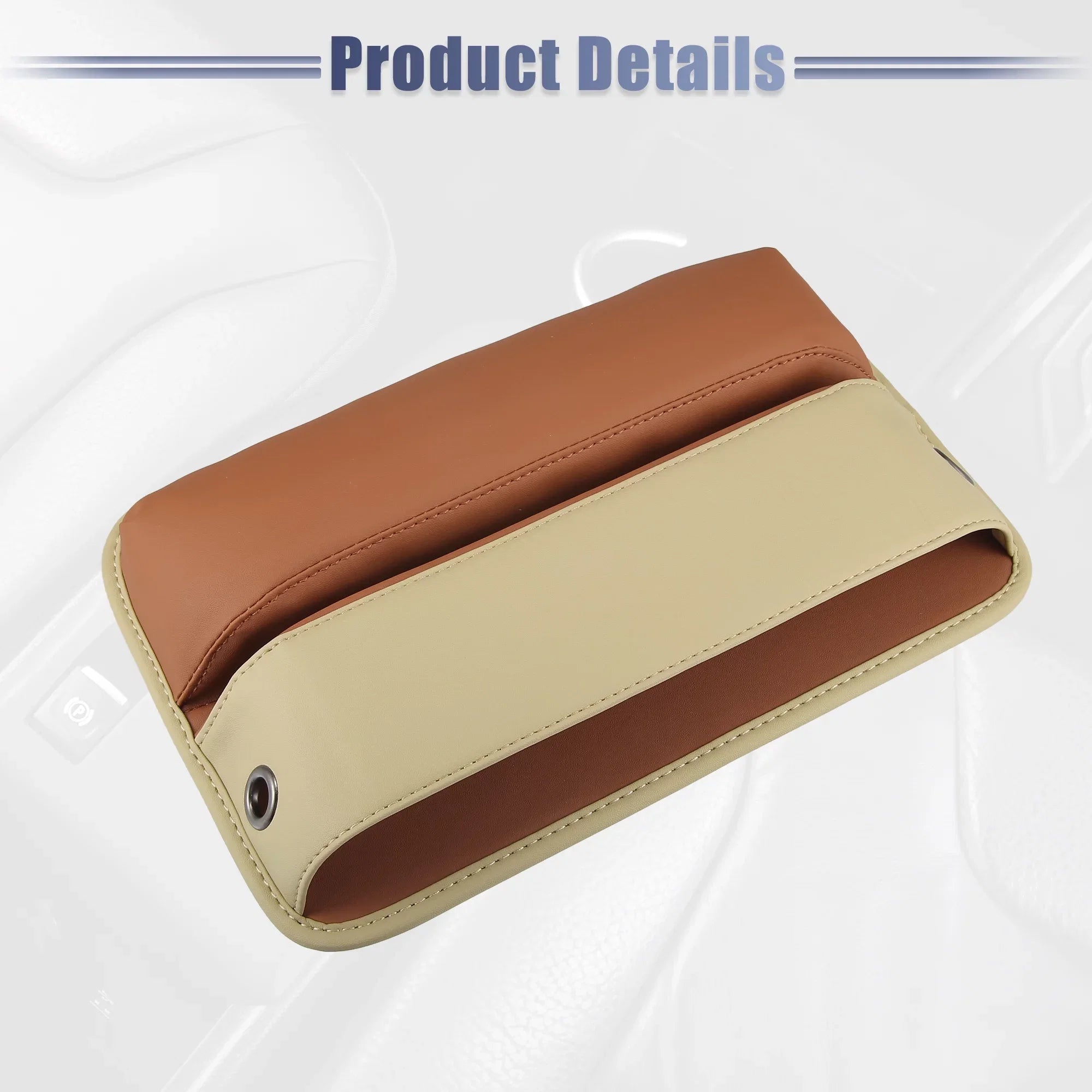 Brown Filler Gap Seat Storage Car Car Pocket Beige Side Multi-function Seat Box Organizer Console 2pcs