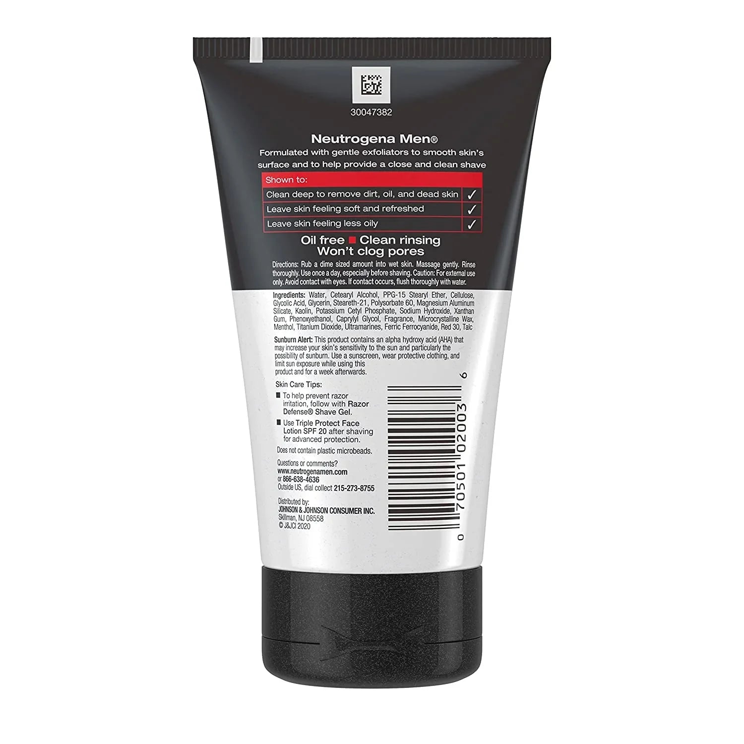 Dye-Free, Daily Irritation, Conditioning Neutrogena Razor Facial fl. Shave Exfoliating Less 4.2 Face And Skin Cleanser (4-Pack) Defense oz for Smoother Scrub, Men Razor