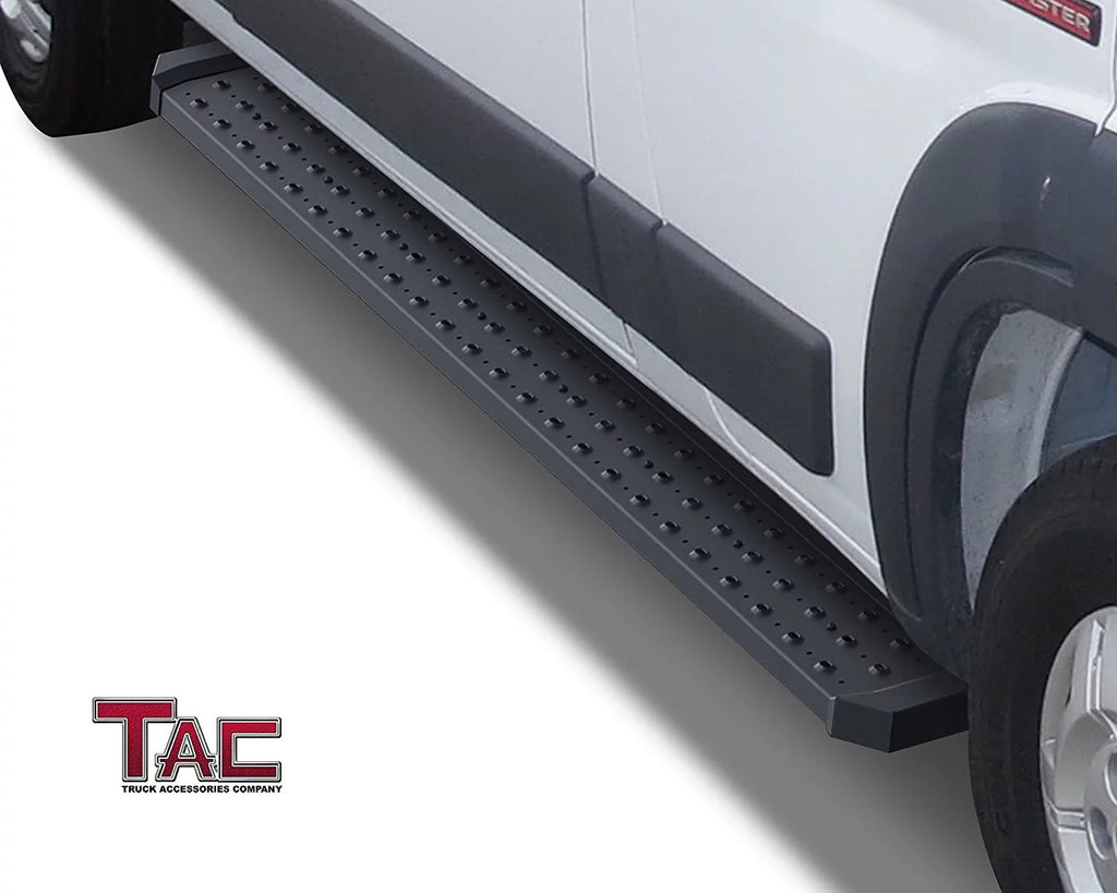 Exterior Accessories Fit Bars Step 2014-2024 Dodge Black Step Off Bars Size) Running Side Utility Wheel Road 136”/159” Side Nerf (Full TAC Boards Van Rails Promaster 2pcs 6.5” Base