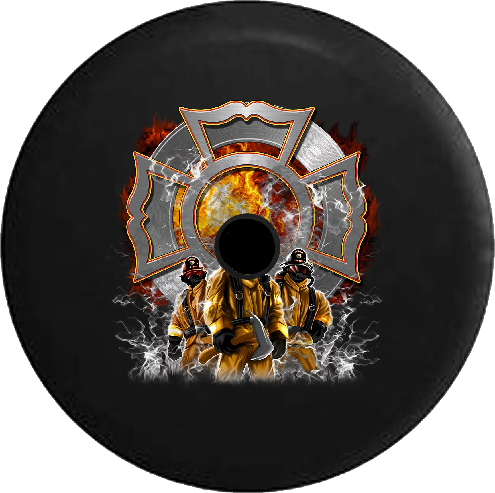 Cover Jeep & Axe Fire Tire RV for American Inch JL Spare 2018 Wrangler Camera Firefighters Cross Maltese Backup Heros 2019 Smoke 32