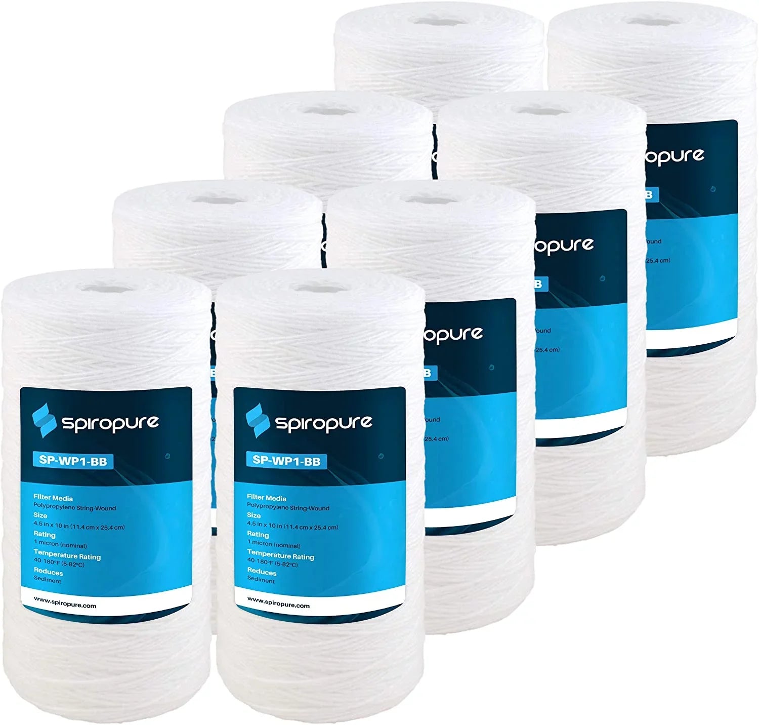 (Case of Filter 10x4.5 Cartridge WP1BB97P Micron SP-WP1-BB 1 SpiroPure SWC-45-1001 Polypropylene String-Wound 355213-43 8) Water