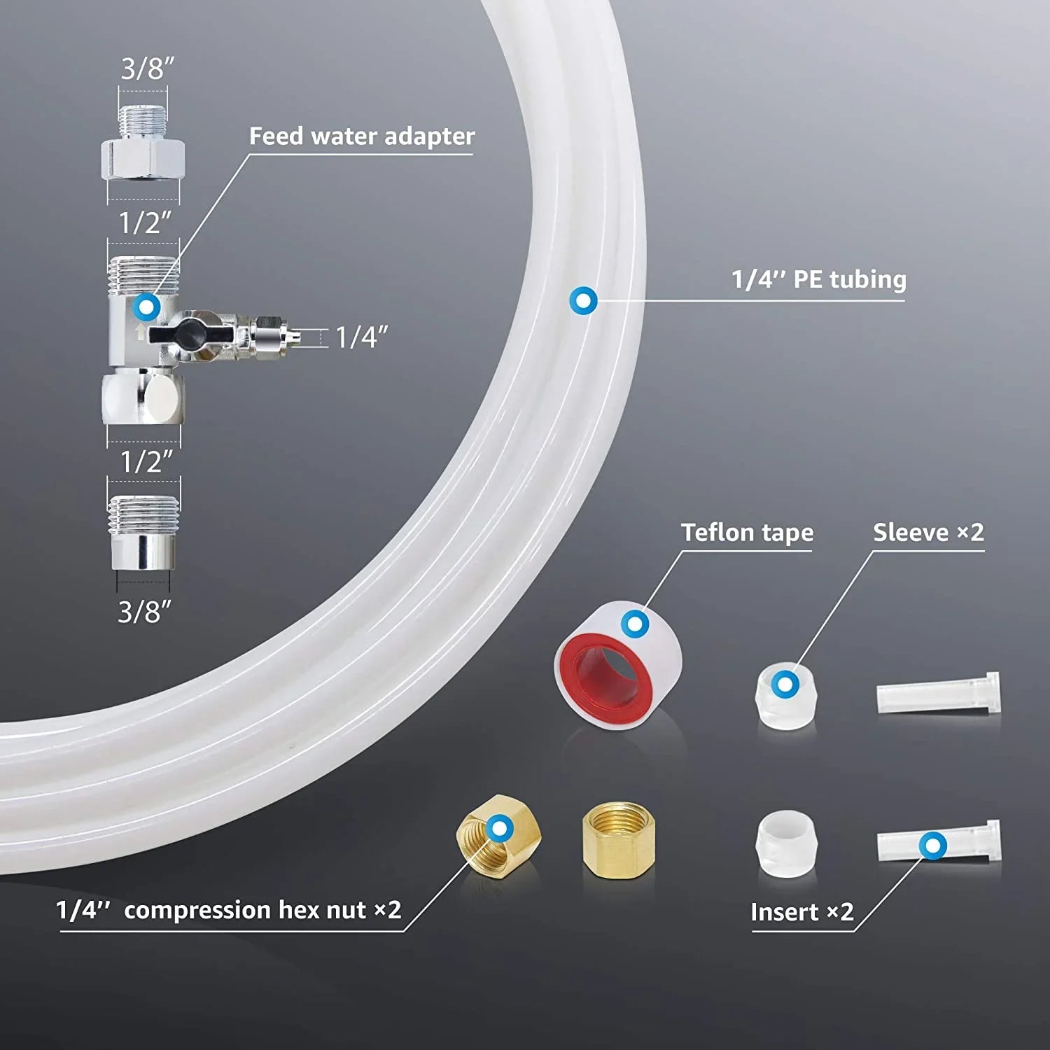 Filtration Sink System to KITA 𝐌𝐚𝐤𝐞𝐫 for Water & 𝐈𝐜𝐞 Under Series, WD-10/15/17UA Connect 𝐑𝐞𝐟𝐫𝐢𝐠𝐞𝐫𝐚𝐭𝐨𝐫 Water Kit Connection Line Waterdrop