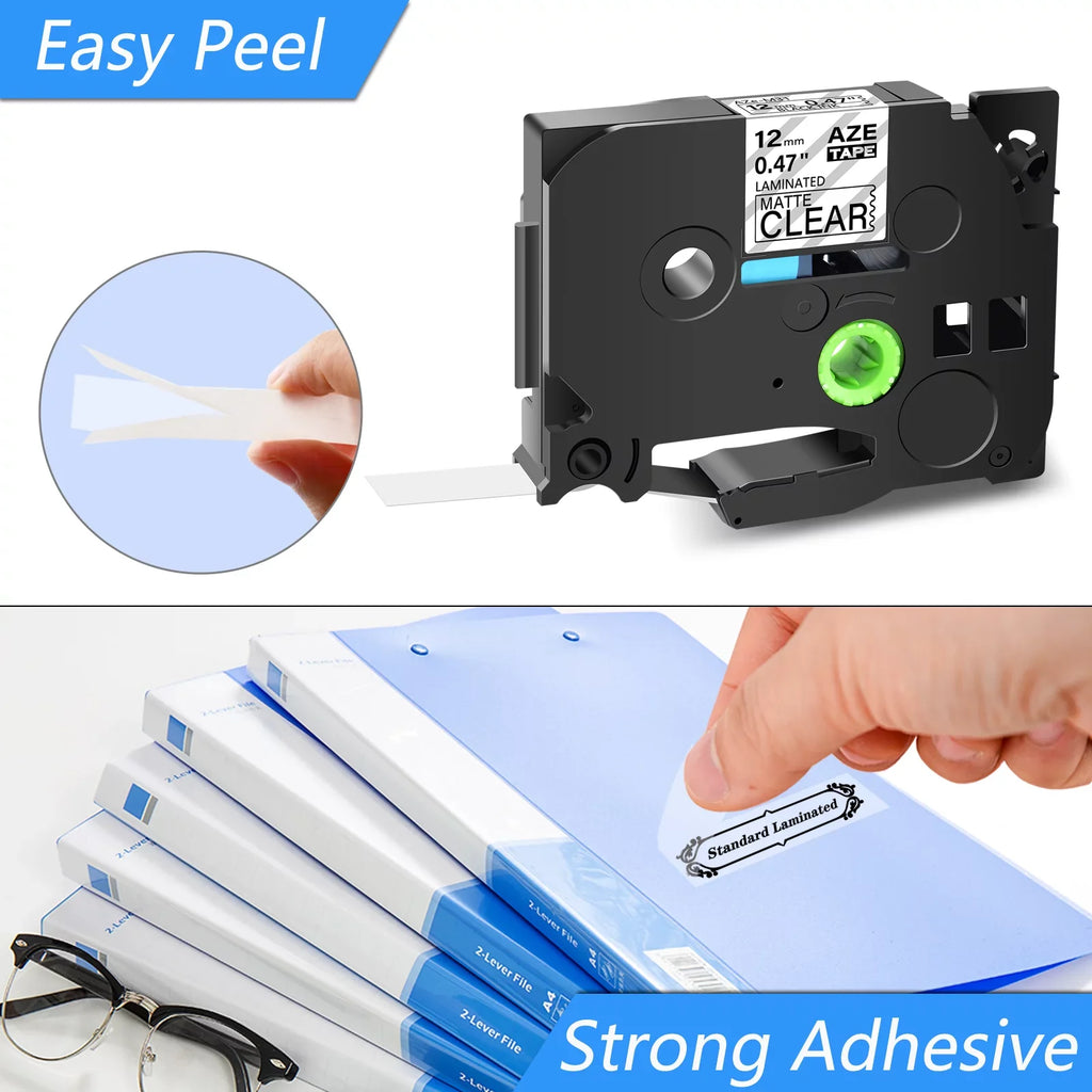 Clear P-touch 0.47" 30PK Label GREENCYCLE 12mm Tape Brother TZ-M31 on TZe-M31 Matte Laminated TZM31 Black Compatible for TZeM31