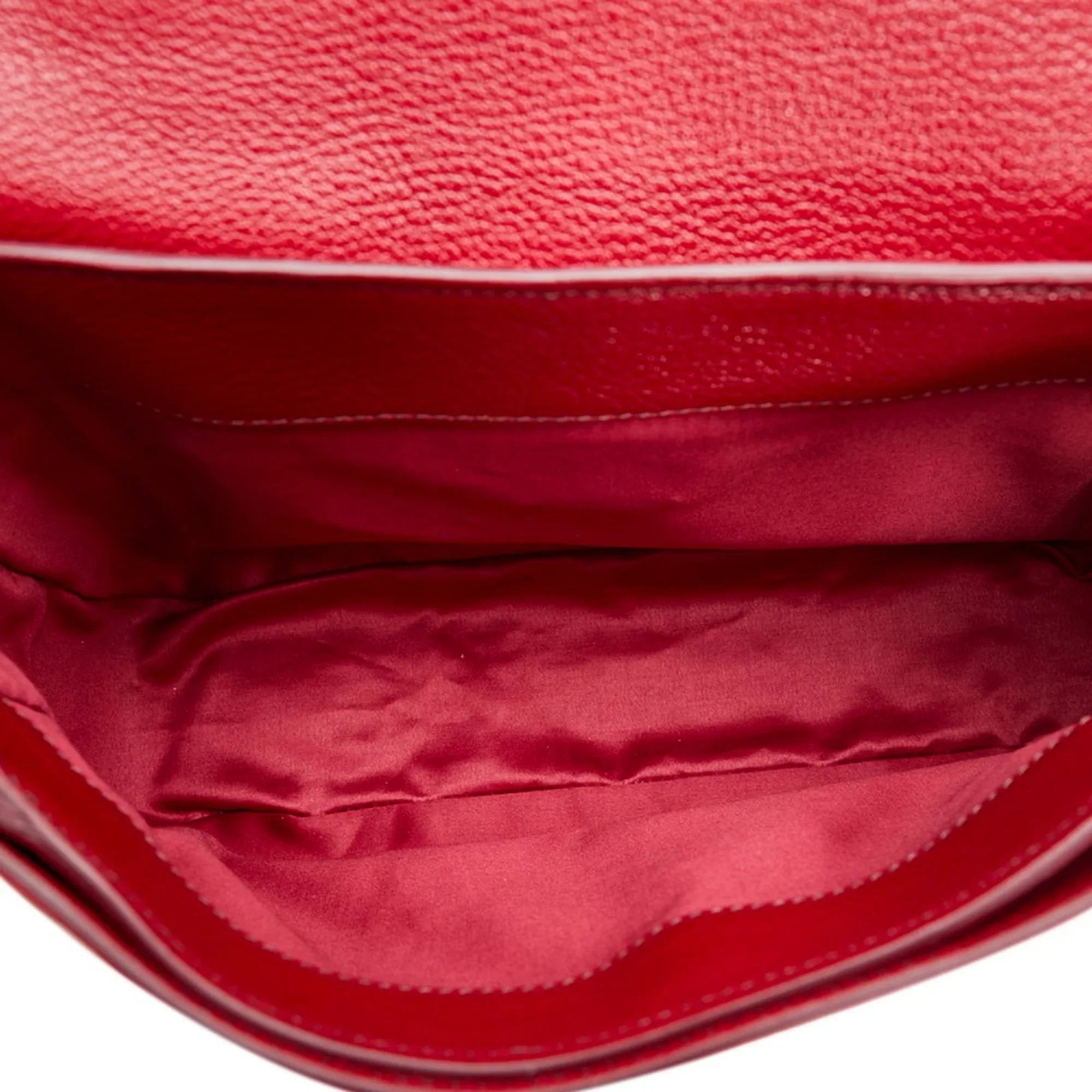 Miu Red Bag Orange Miu (Good) Shoulder MIUMIU Miu Ladies Madras Pre-Owned Bicolor Leather Handbag RN0726