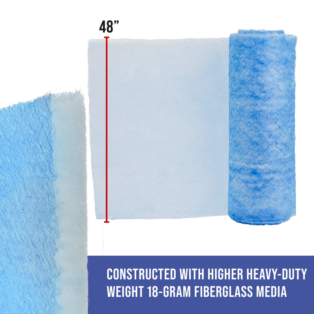 Fiberglass 18 Filter - Paint Overspray in Paint x Exhaust Roll, - Premium Gram 100' Booths Autobody Particles Refinish Traps 48" Master Booth Captures Arrestor Elite Heavy-Duty Spray Paint Auto