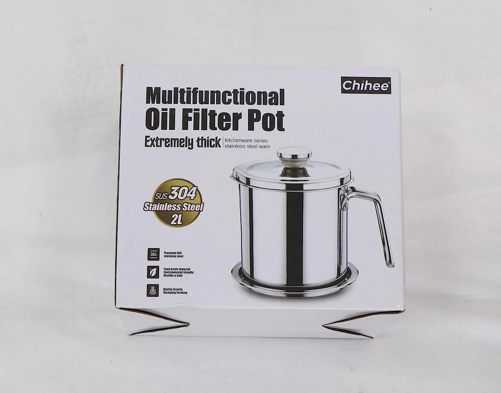 Frying / Steel & 2L Mesh Oil Lid Container,with Strainer oz,Food 67.6 Strainer Grease Storage Non-slip Storing fl Grease Cooking Can Pot Strainer Fine Oil Dust-proof Stainless Oil Tray,for
