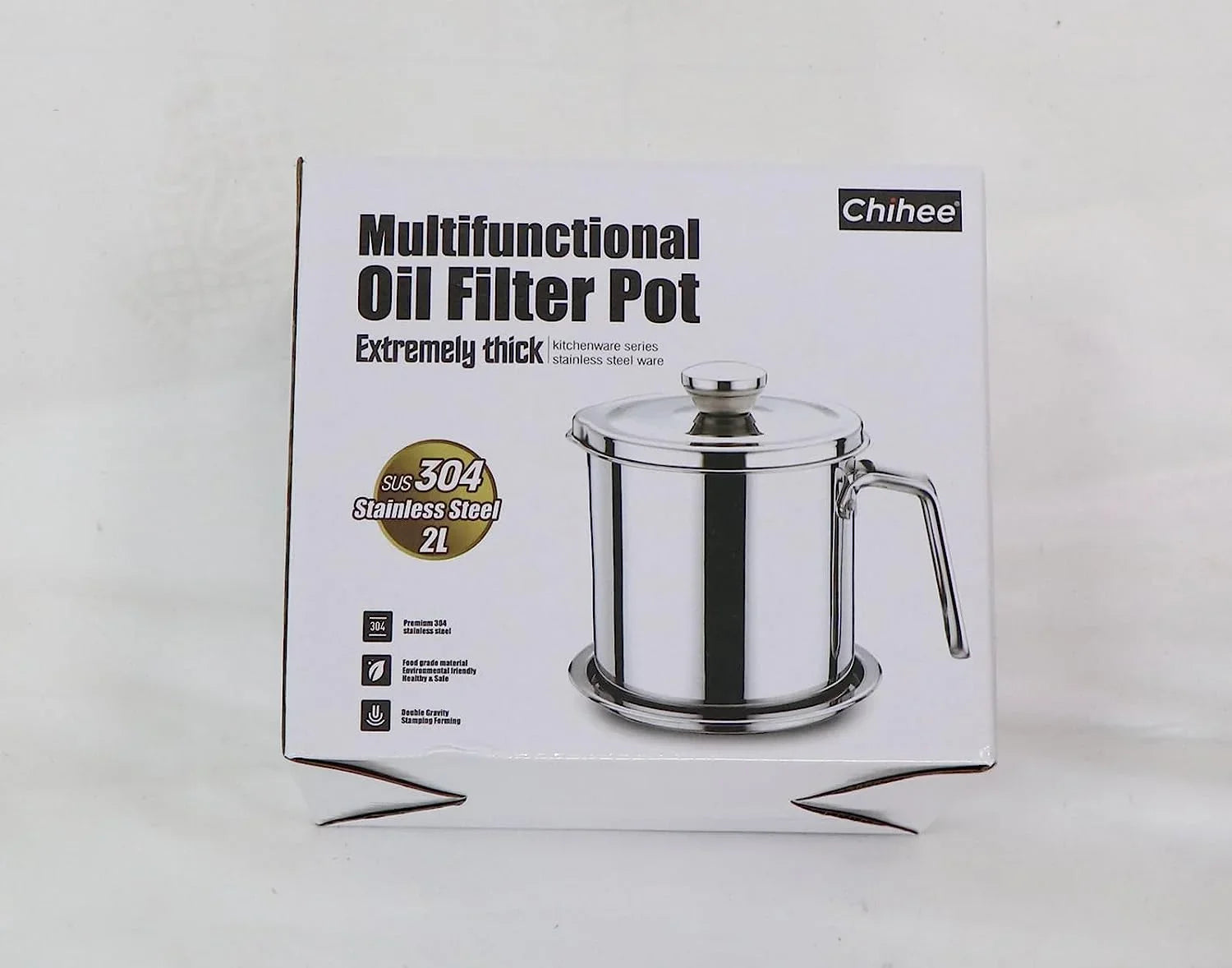 Frying / Steel & 2L Mesh Oil Lid Container,with Strainer oz,Food 67.6 Strainer Grease Storage Non-slip Storing fl Grease Cooking Can Pot Strainer Fine Oil Dust-proof Stainless Oil Tray,for