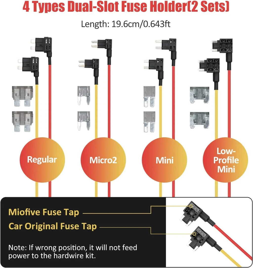 12V-24V 5V/2.4A Kit for Hardwire ro Dashcam Kit Cam USB to Wire Hard w/Fuse 11.5ft Dash Kit, Converts