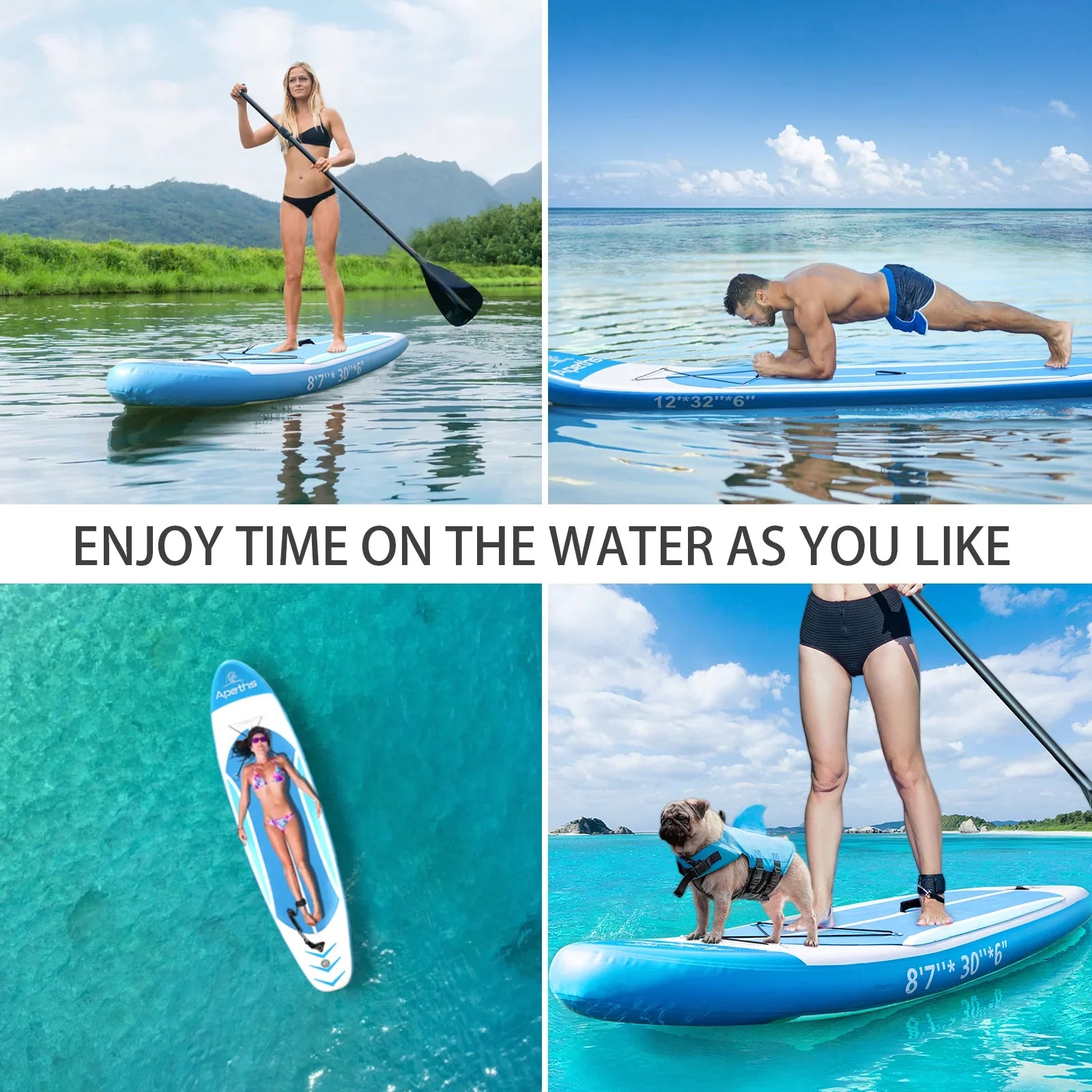 inch Backpack Fins, Adjustable 3 Board Paddle Board & Adults Thick) Paddle, Up Inflatable Carrying (6 with APETHS Pump Stand 8'7" for Board Paddle SUP Accessories