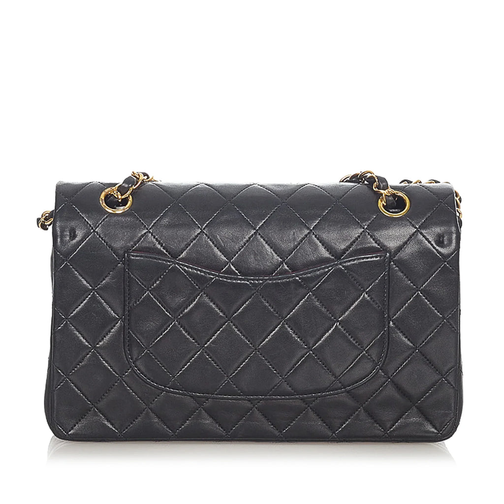 Black Bag Flap Classic Bag (Good) Shoulder Small Lambskin Double Chanel Leather Women Pre-Owned