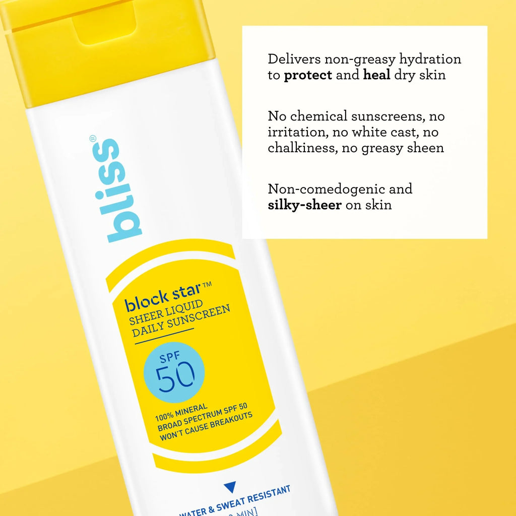Face Block Sunscreen 100% Sheer Titanium Spectrum Tinted - Non Star 50-2 Bliss Zinc Dioxide Mineral - Finish. Invisible & Oz. Greasy Fl Oxide Sunscreen With Broad Spf