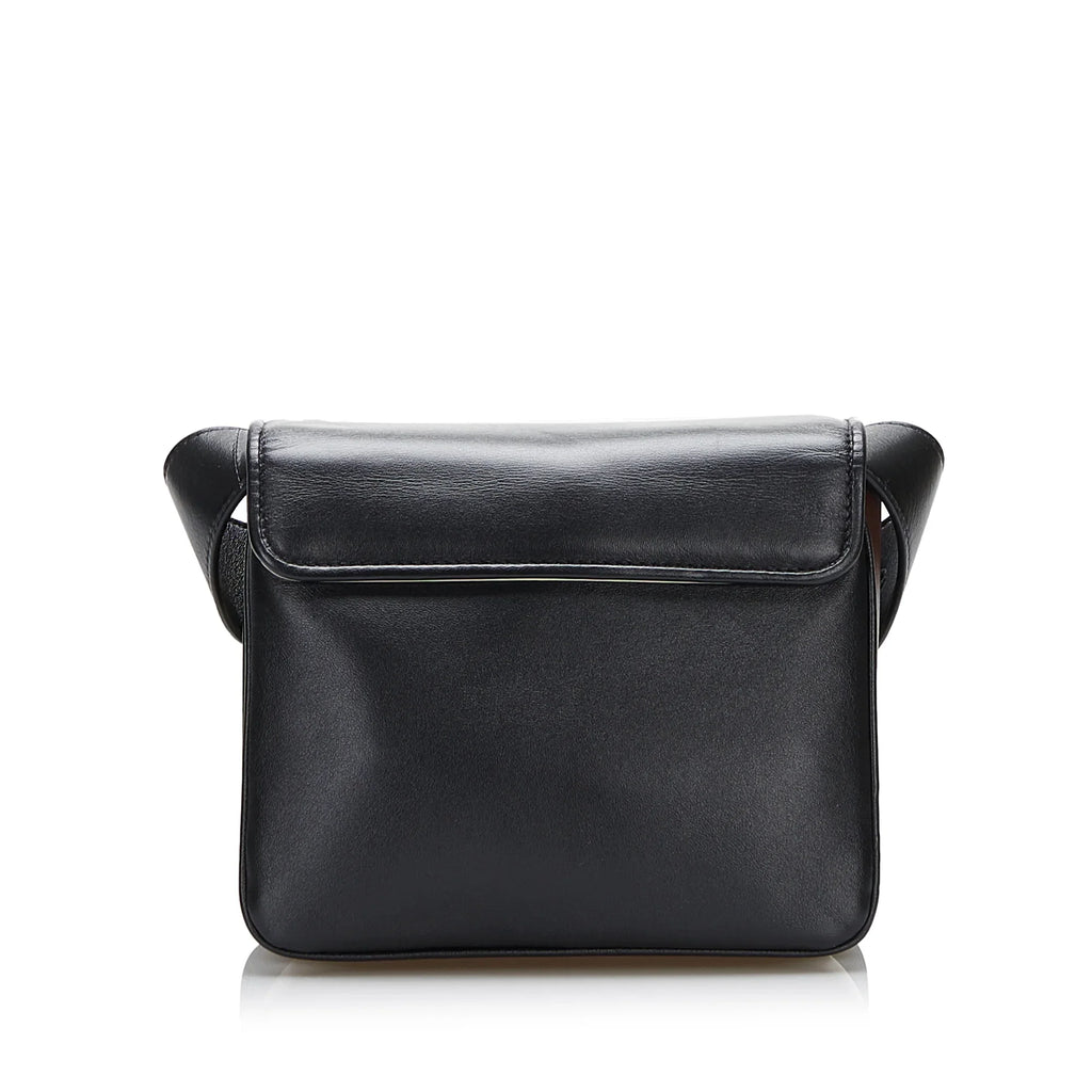 Pre-Owned Unisex Crossbody Calf ID Leather Black Authenticated (Good) Bag Small Fendi