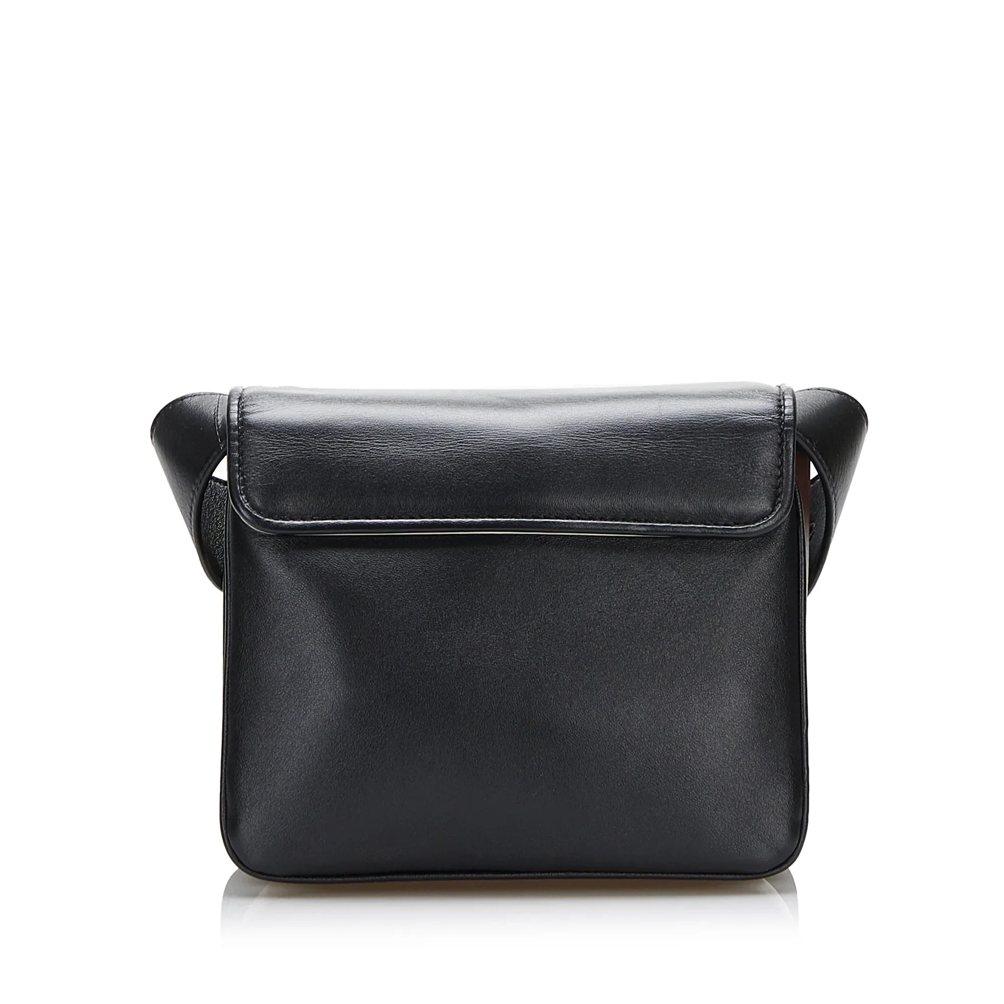 Pre-Owned Unisex Crossbody Calf ID Leather Black Authenticated (Good) Bag Small Fendi