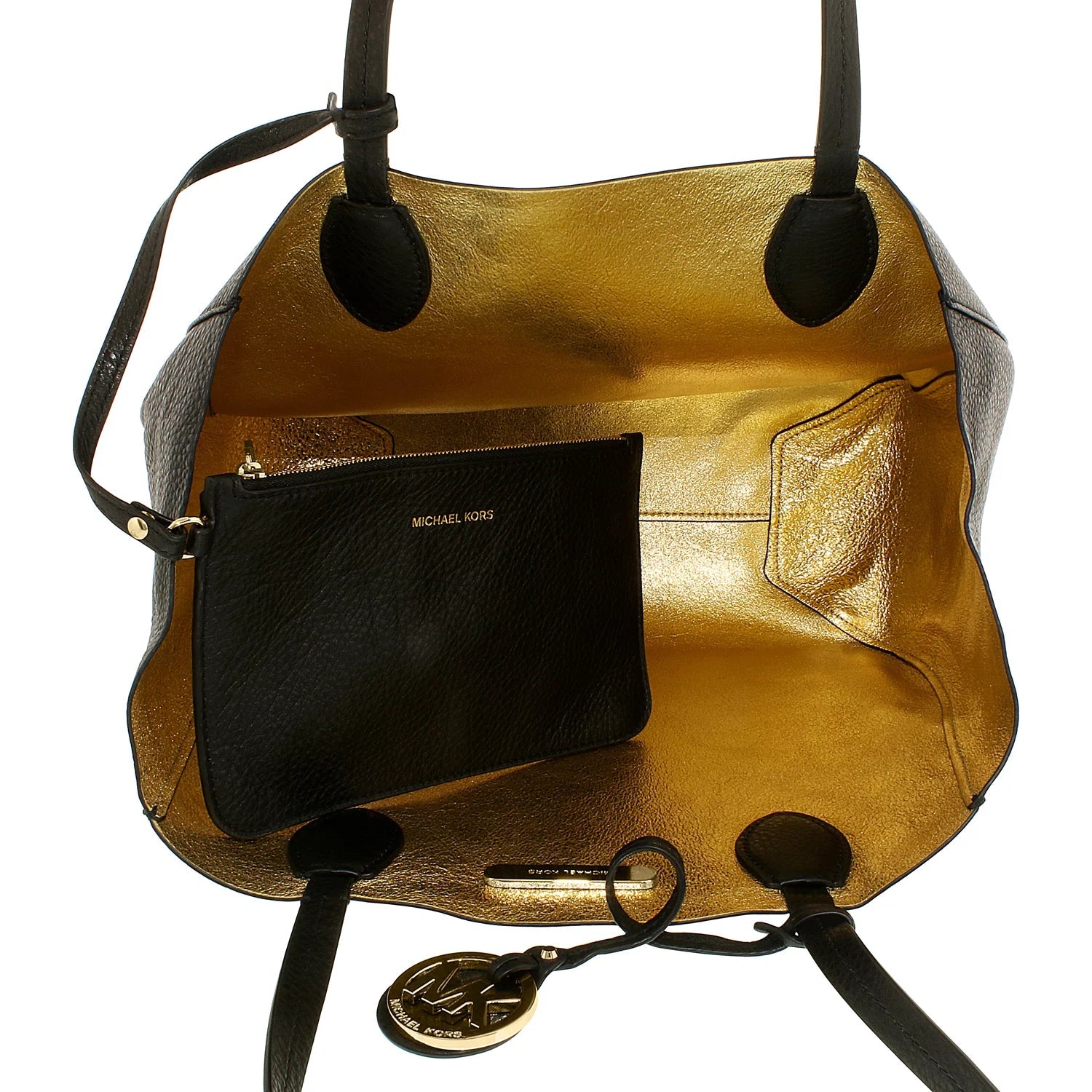 Michael Tote … Mae Carryall Kors Soft Gold Leather Black/Pale Women's Leather Shoulder Large -